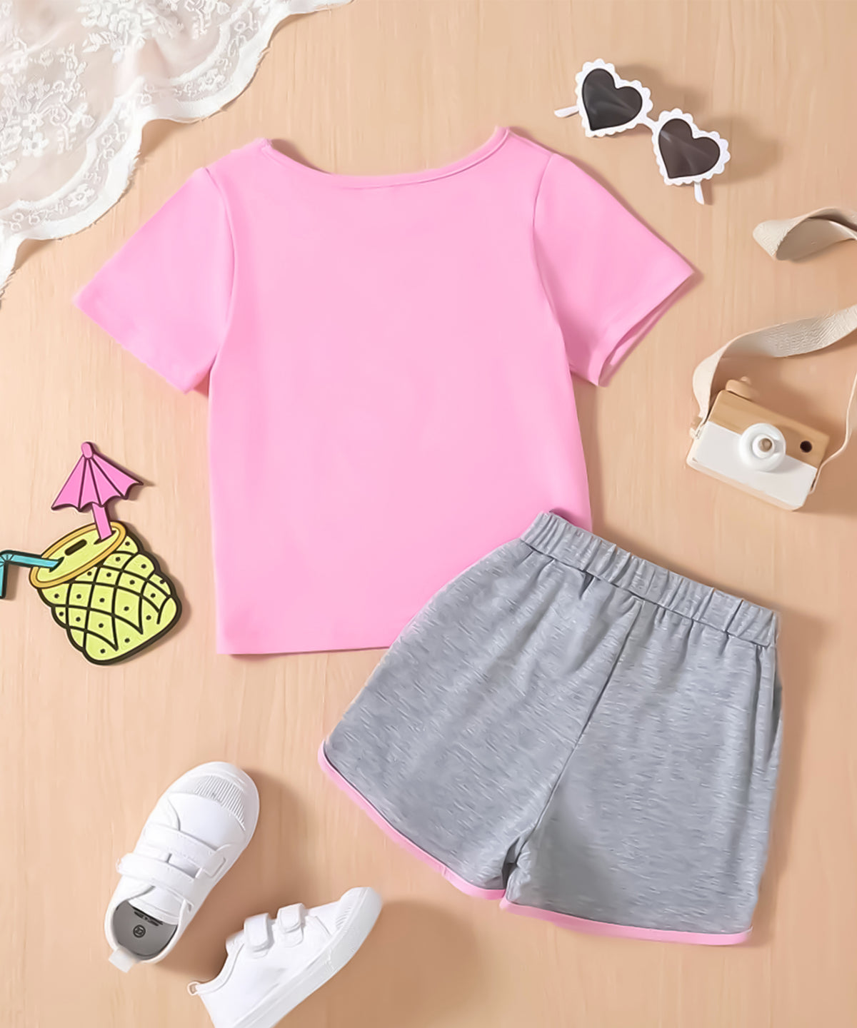 Girls Printed Cotton T-Shirt & Shorts Set