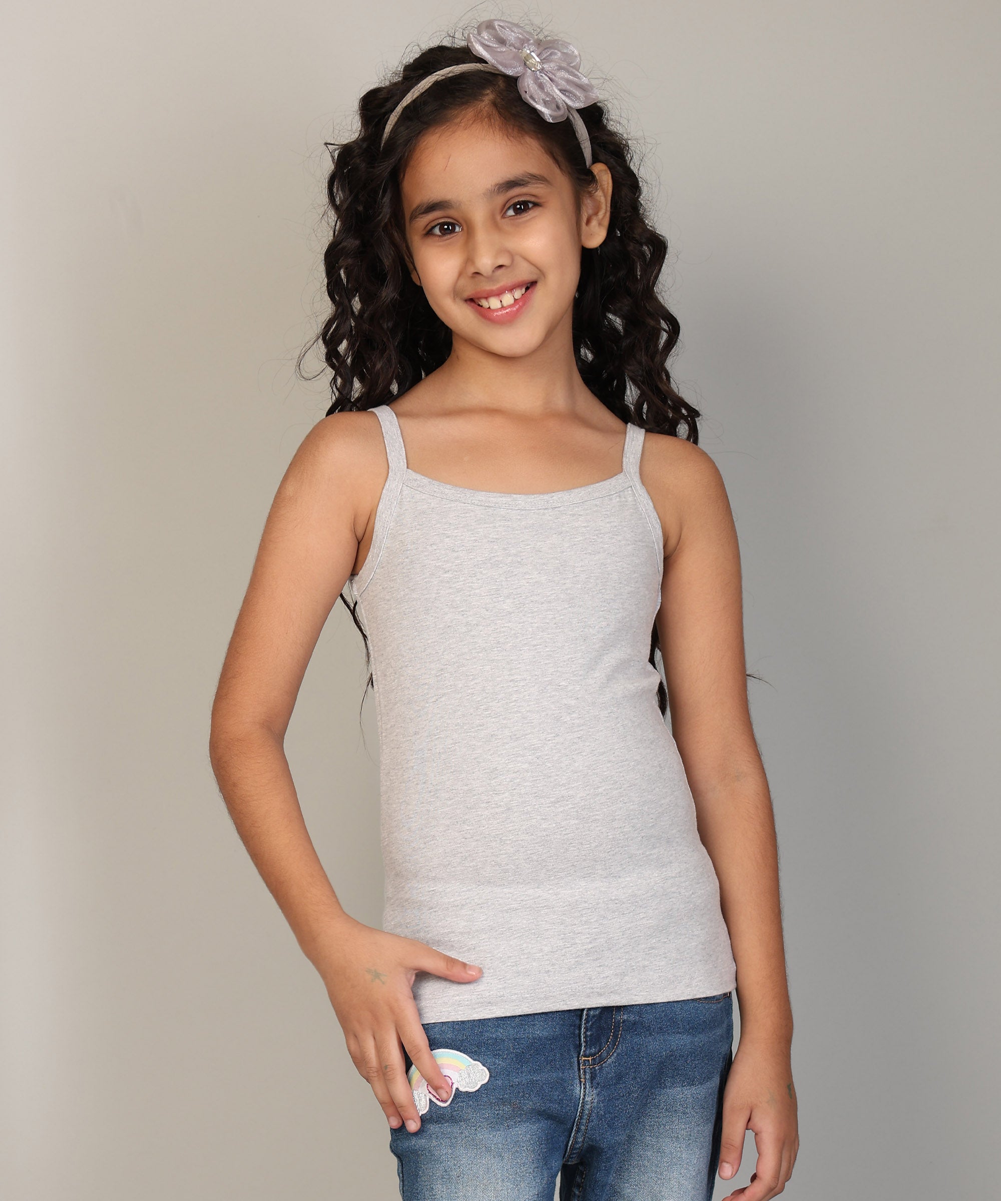Girls Cotton Inner Camisoles | Soft & Stretchy Regular Strap Slips | Pack of 5