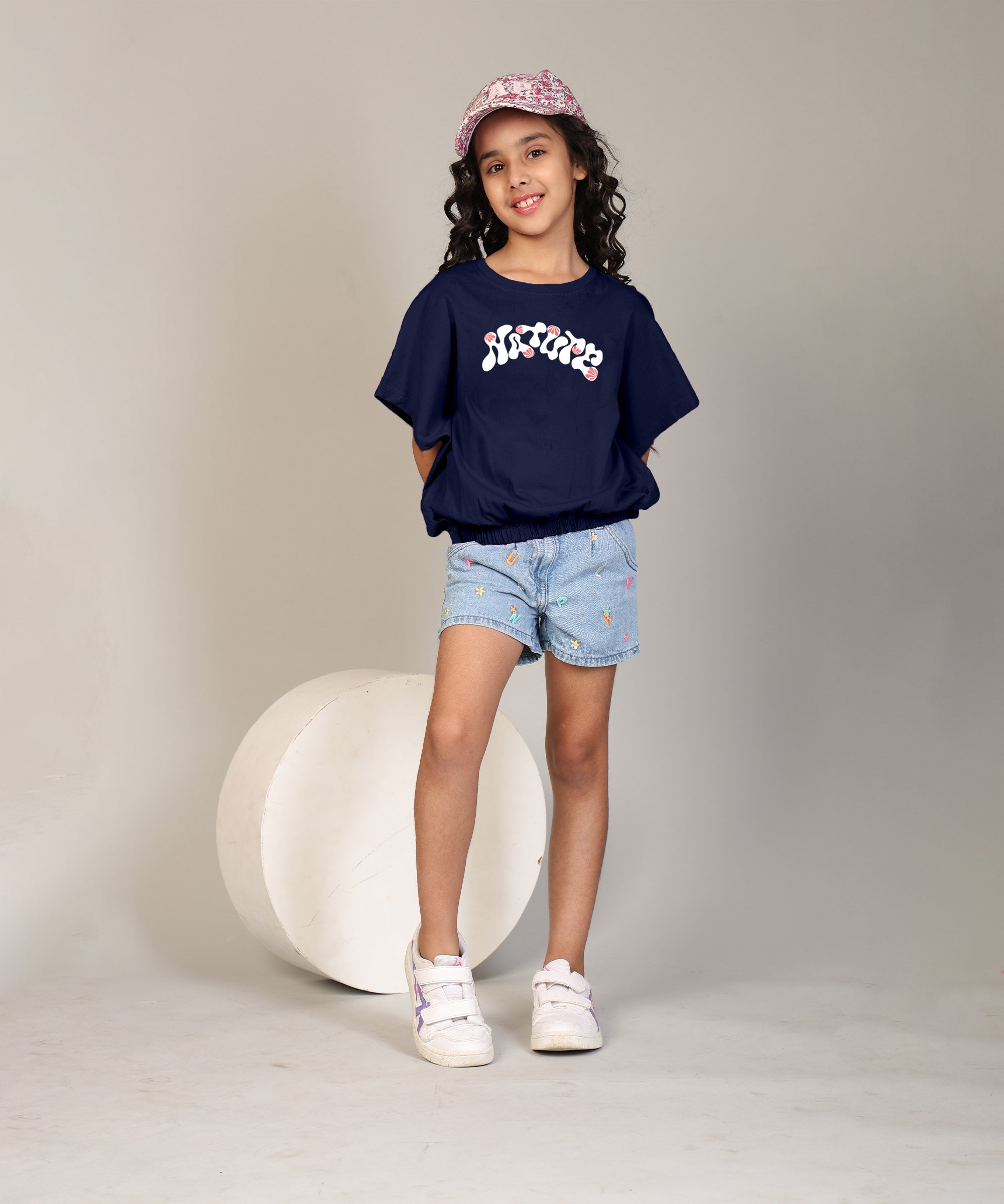 100% Cotton Crop top for Girls - Printed Half Sleeve Stylish T-shirt, Regular Fit Tops For Girls-Multicolor