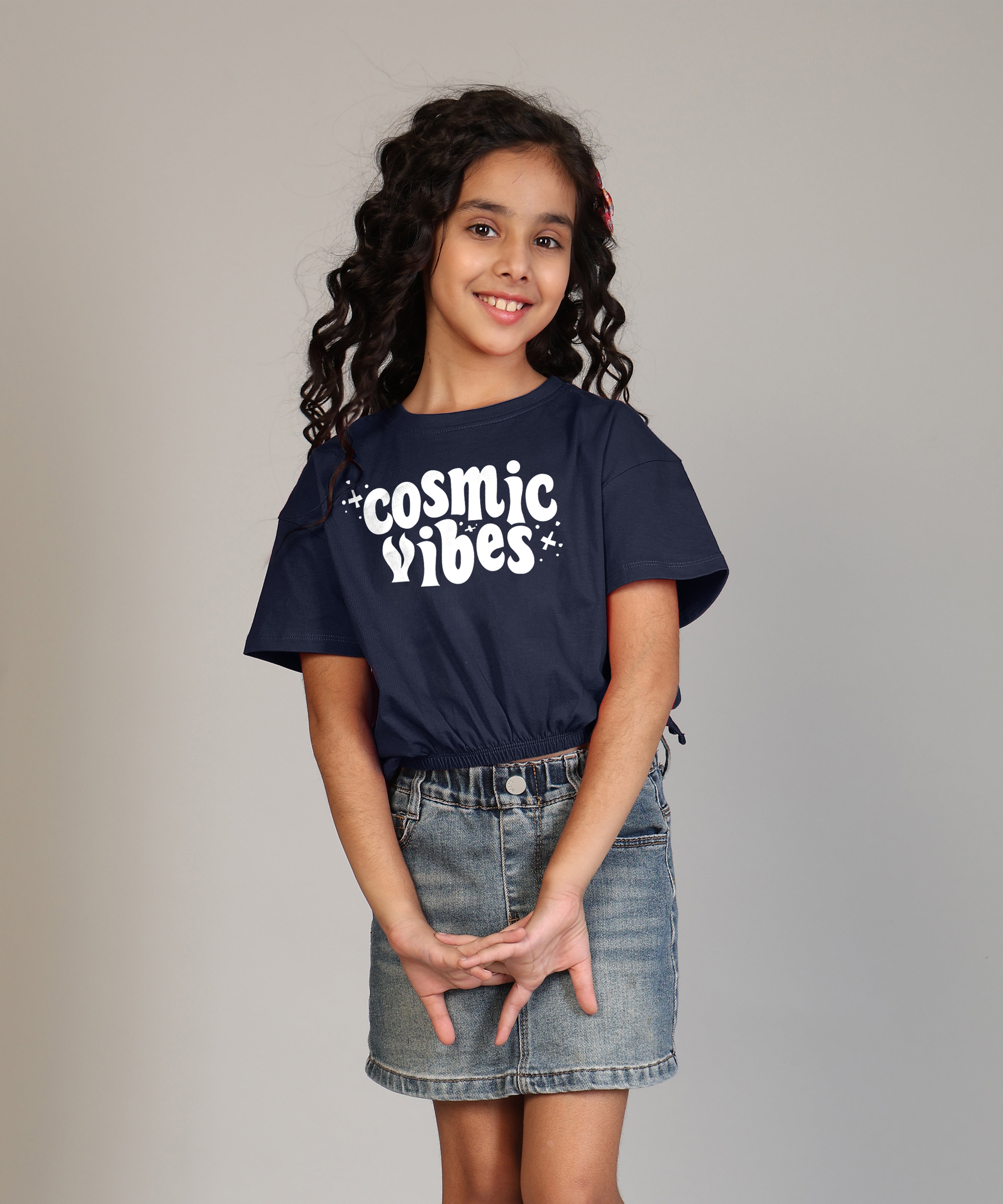 Girls Cotton Printed Crop Top-Combo 2