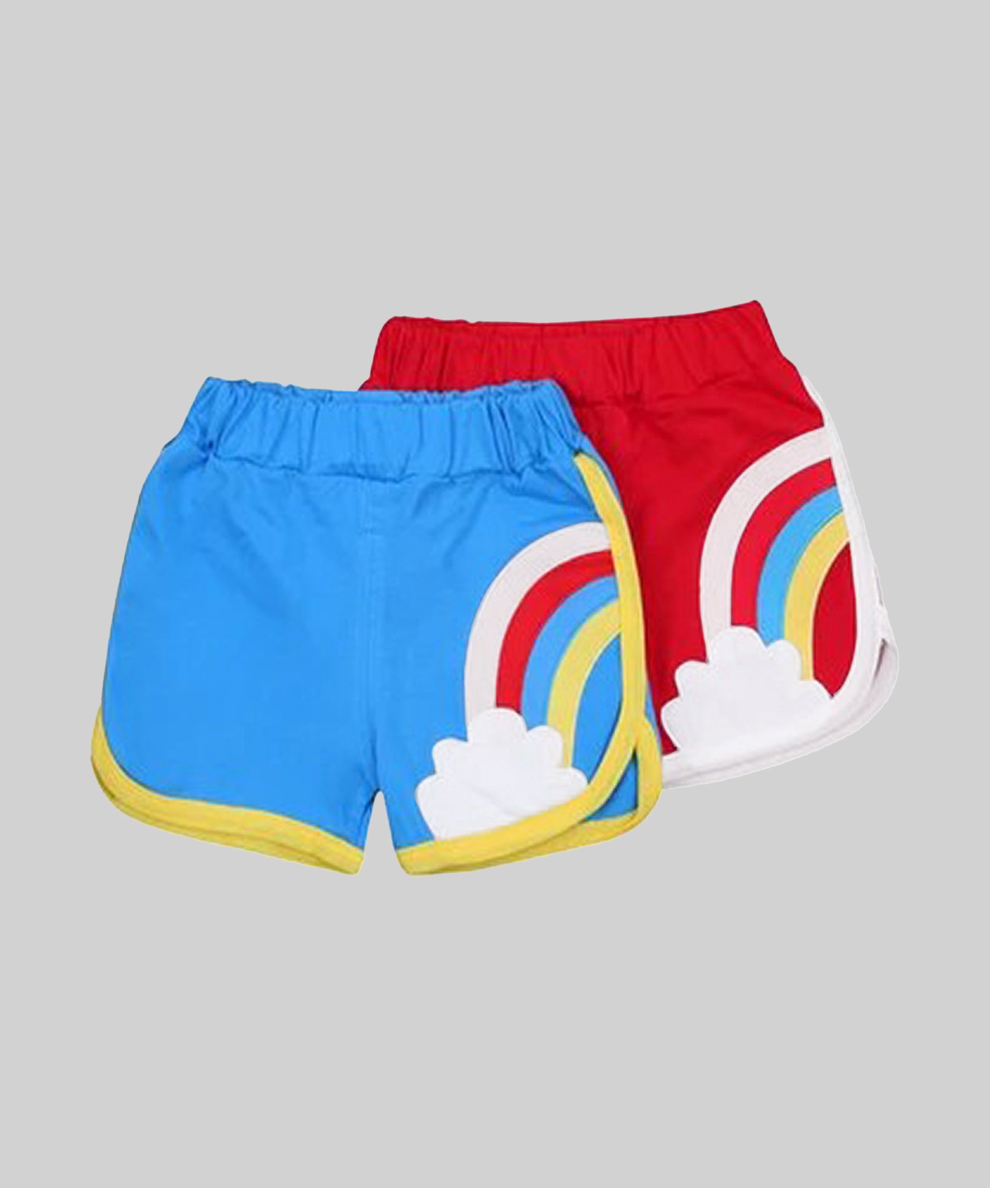 Girls Cotton Attractive Rainbow Shorts C2 (Pack of 2)