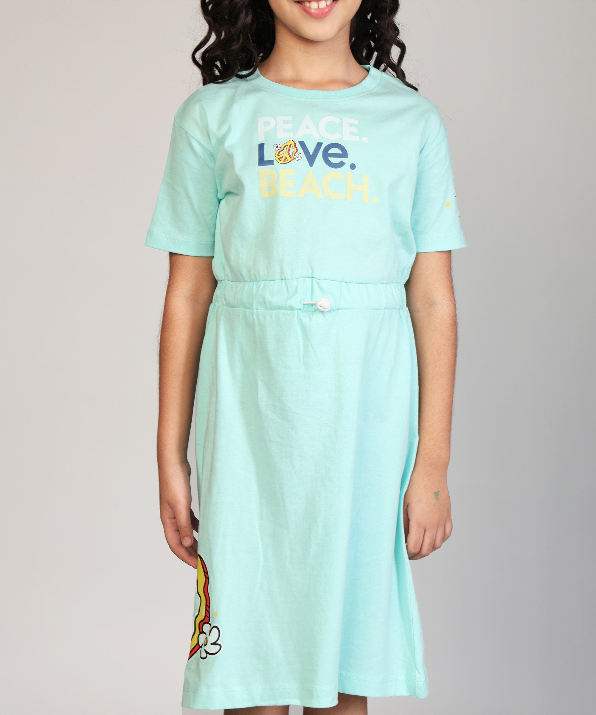 Girls Long Top With Waist Elastic Rope | Mint