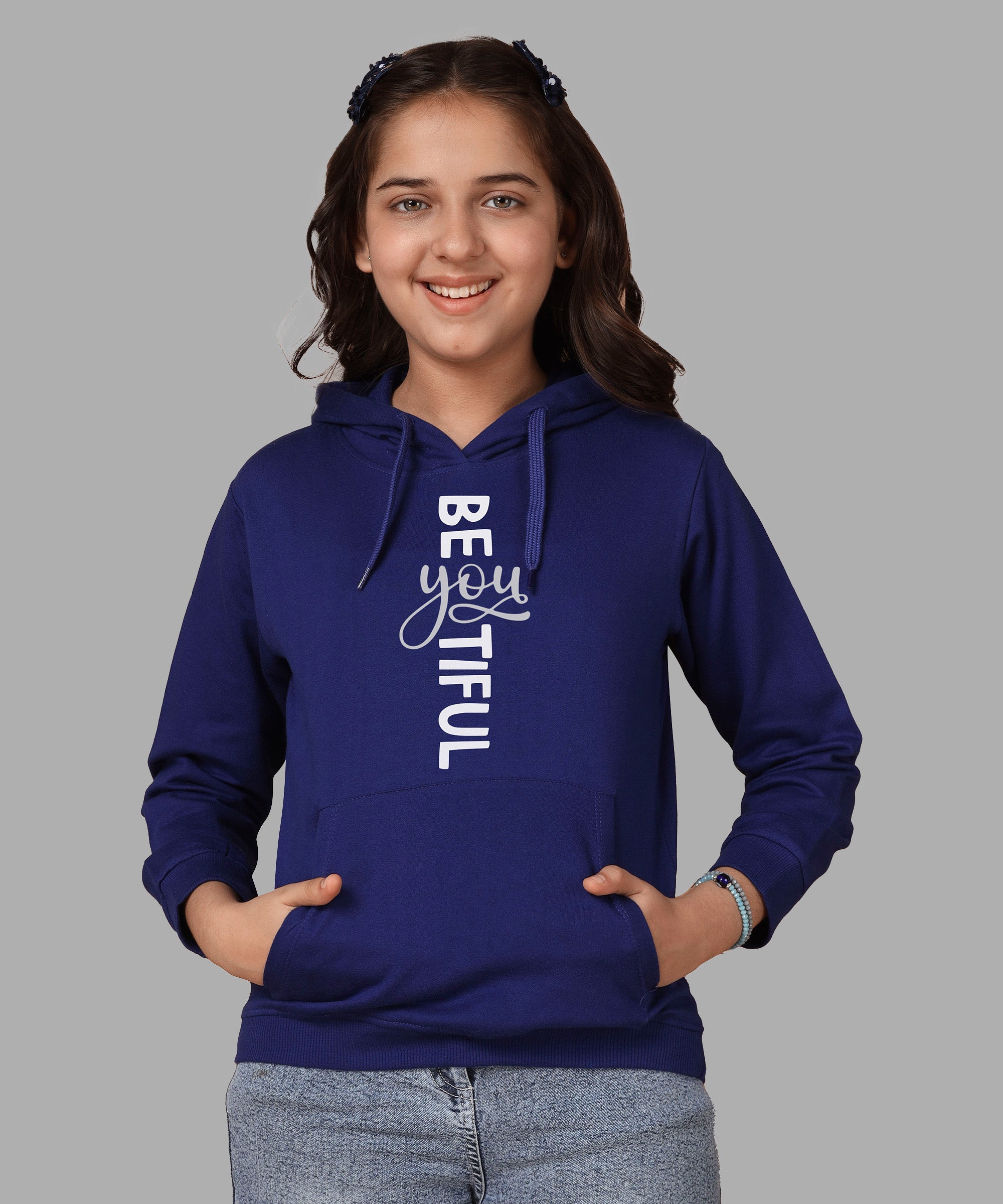 Girls Cotton Hooded Neck Hoodies - Brown