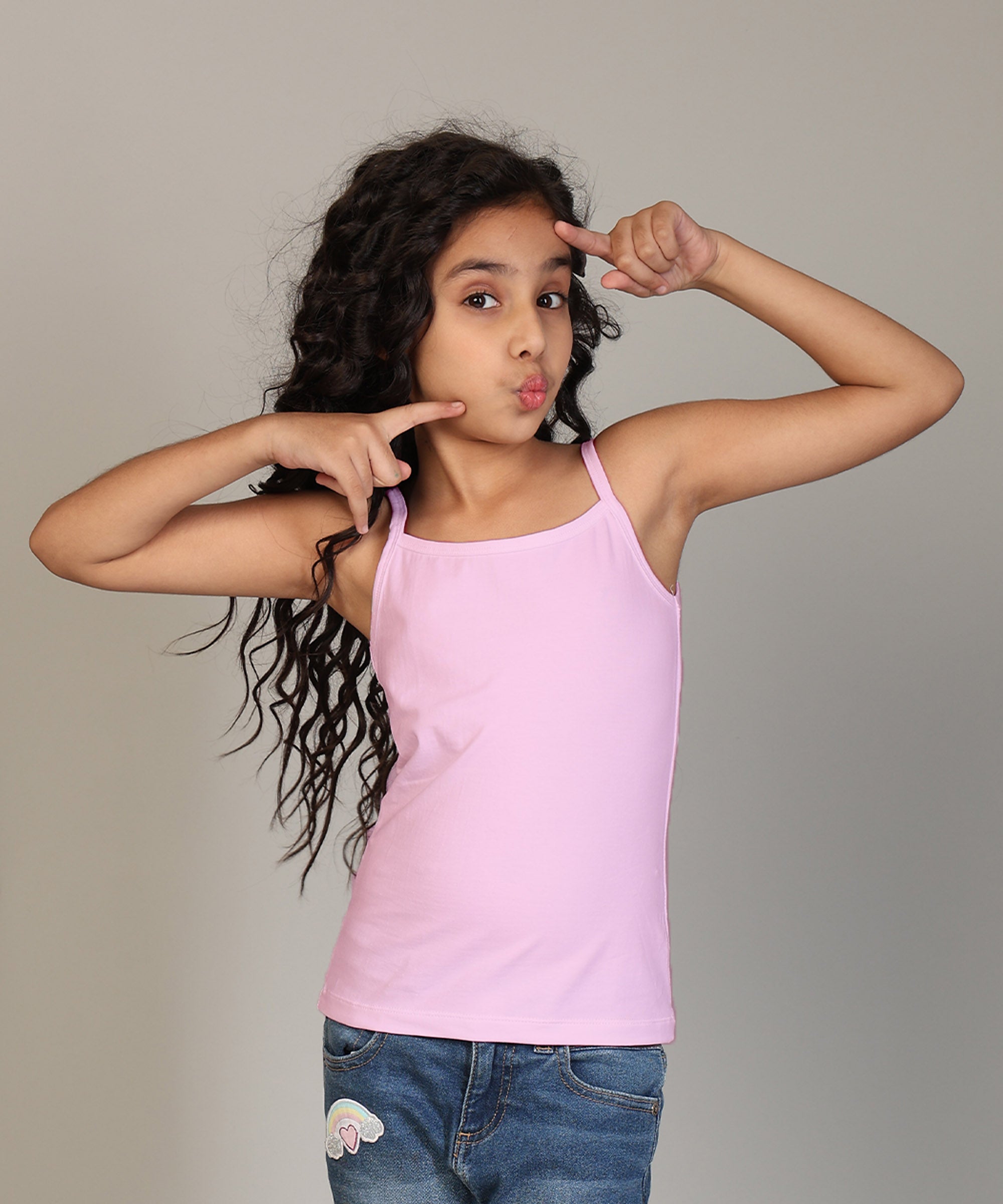 Girls Cotton Inner Camisoles | Soft & Stretchy Regular Strap Slips | Pack of 5