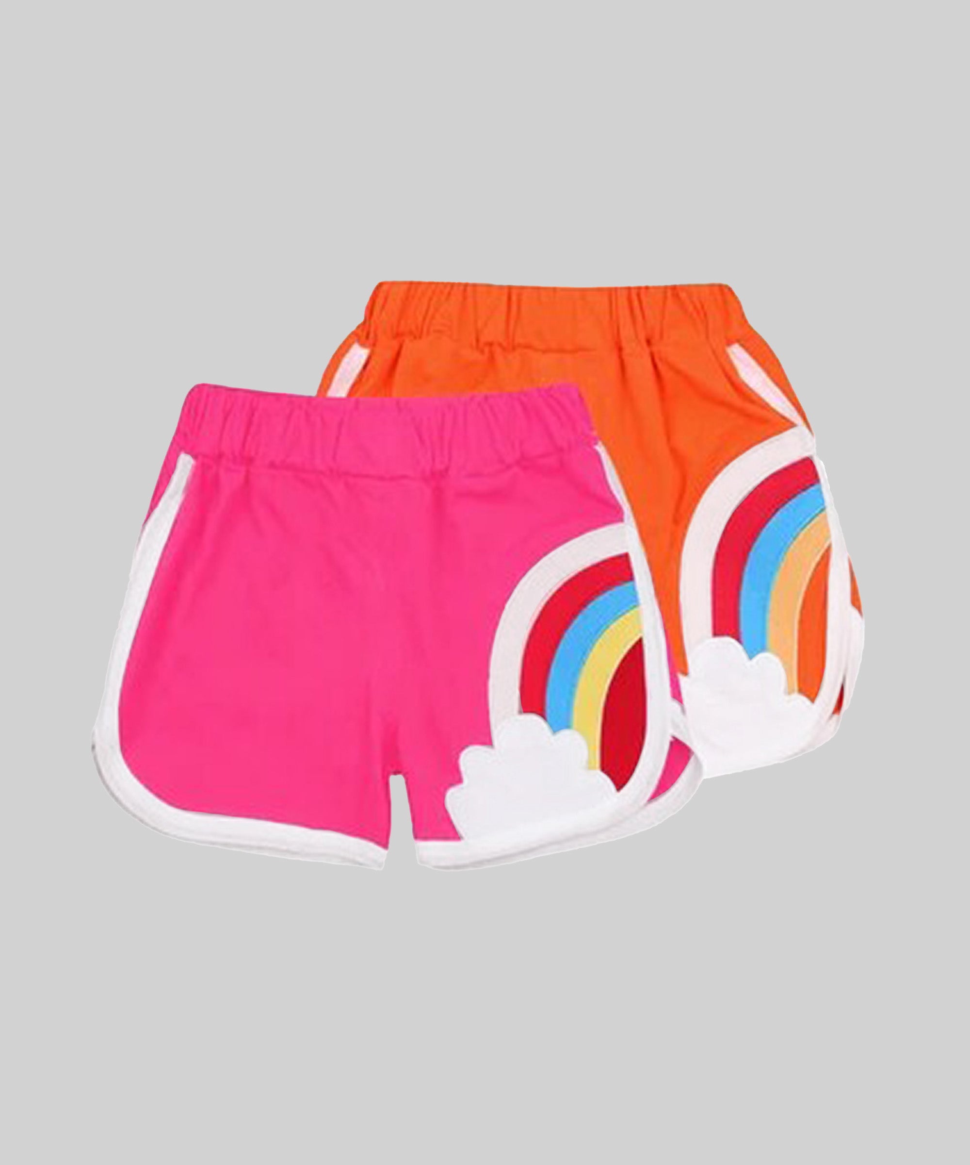 Girls Cotton  Attractive Rainbow Shorts C1 (Pack of 2)