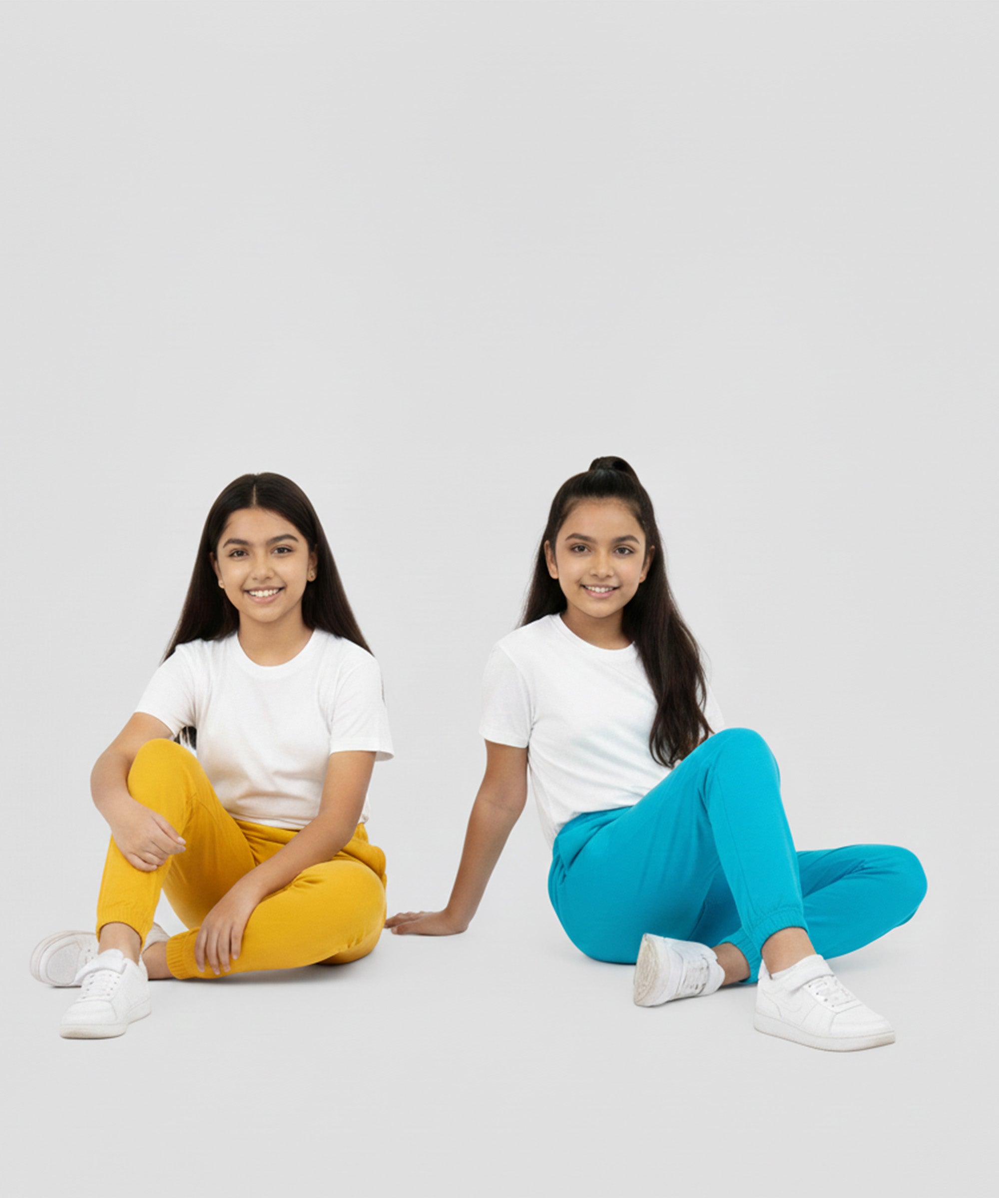 Girls Premium Cotton Trackpants | Regular Fit | Stretch Waist Joggers | Pack of 2