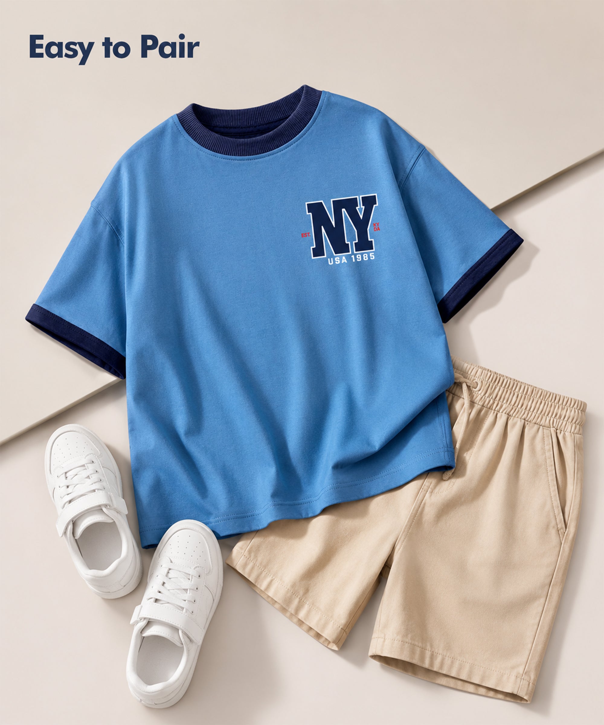 Boys Premium Cotton Oversized Printed T-Shirt | Blue
