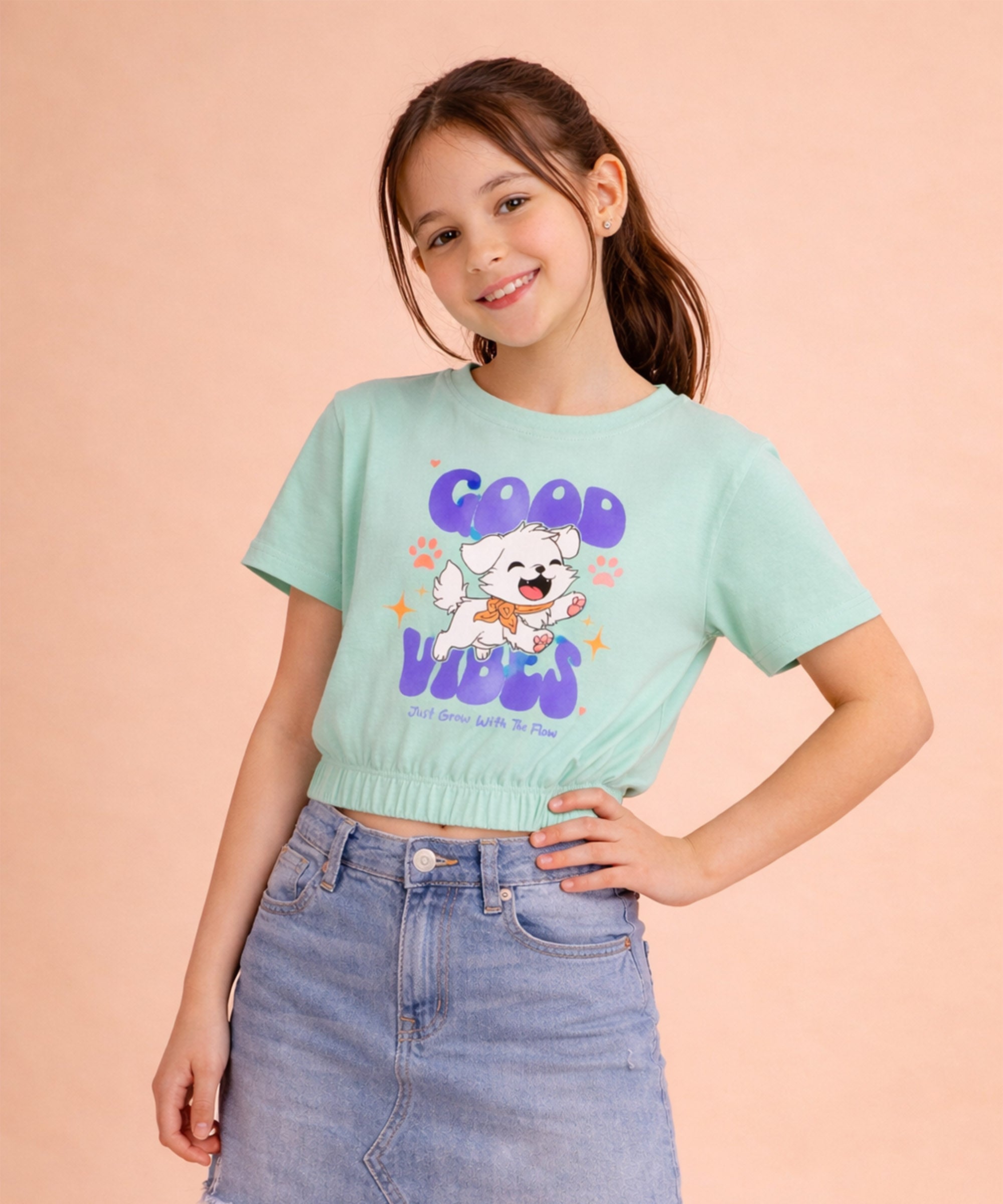 Girls1 00% Pure Cotton Regular fit Short Sleeve Printed Crop top T-Shirt -Combo 3