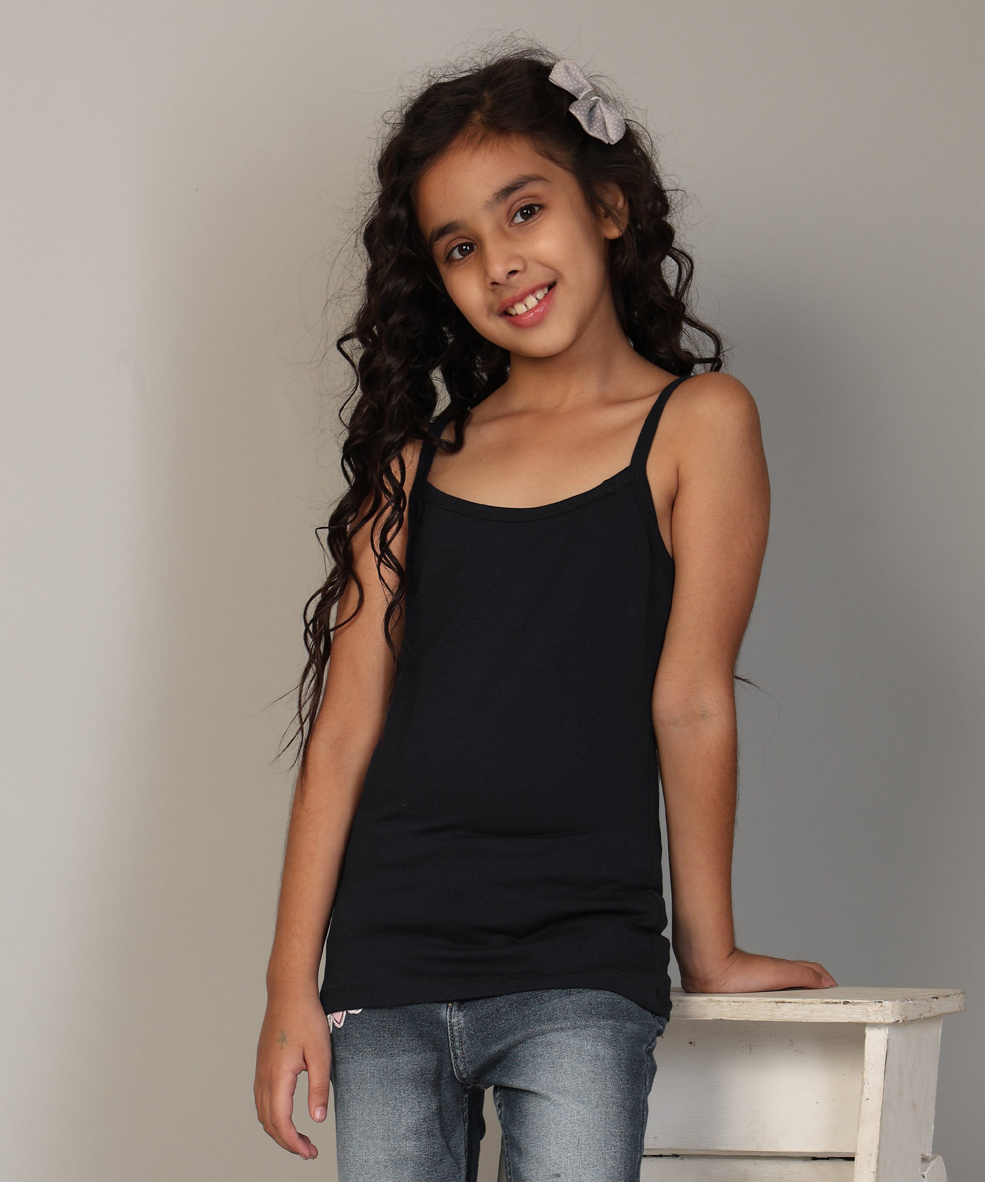 Girls Cotton Inner Camisoles | Soft & Stretchy Regular Strap Slips | Pack of 5