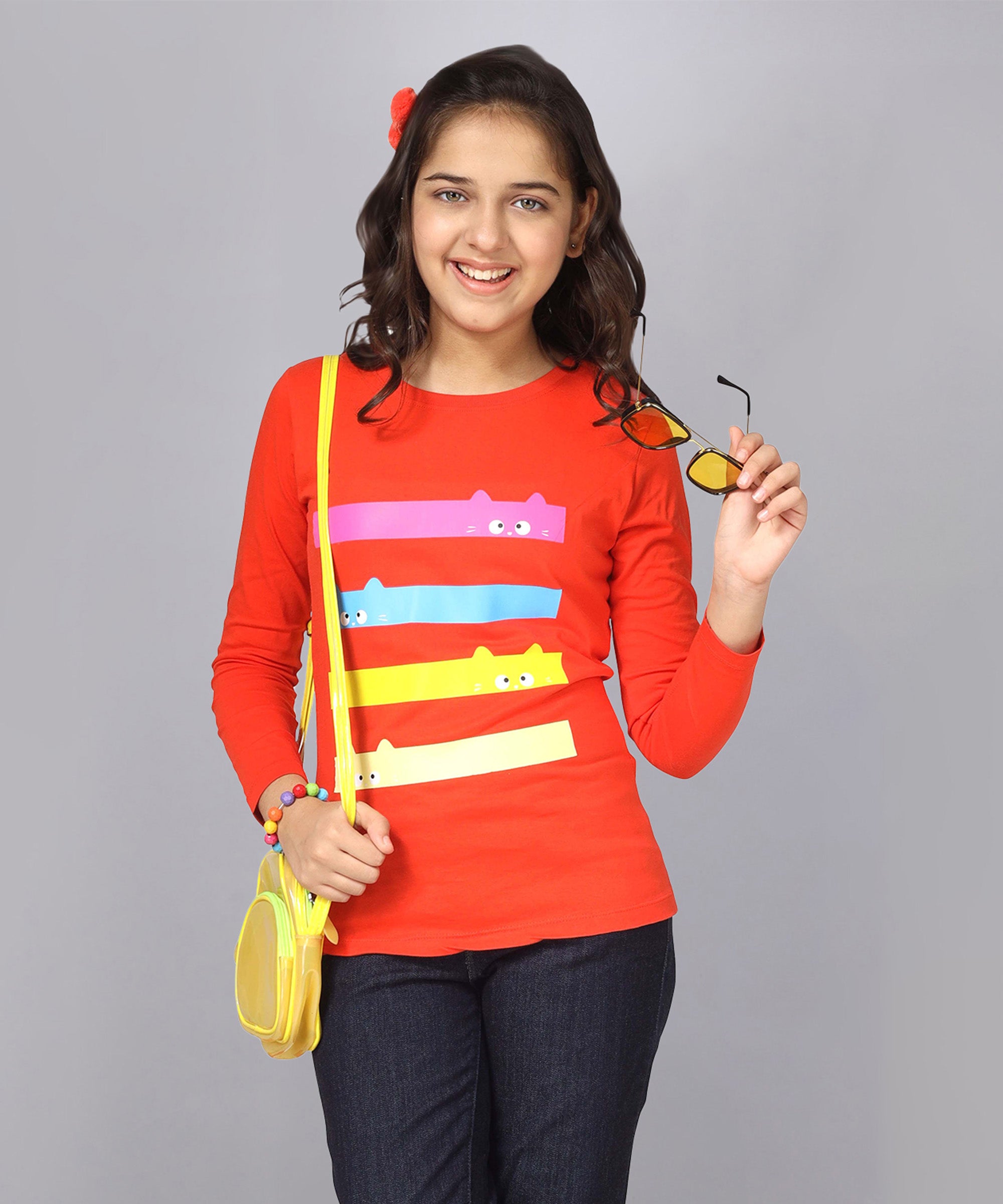 Girls Printed Full Sleeve Premium T-shirt(Pack of 3)