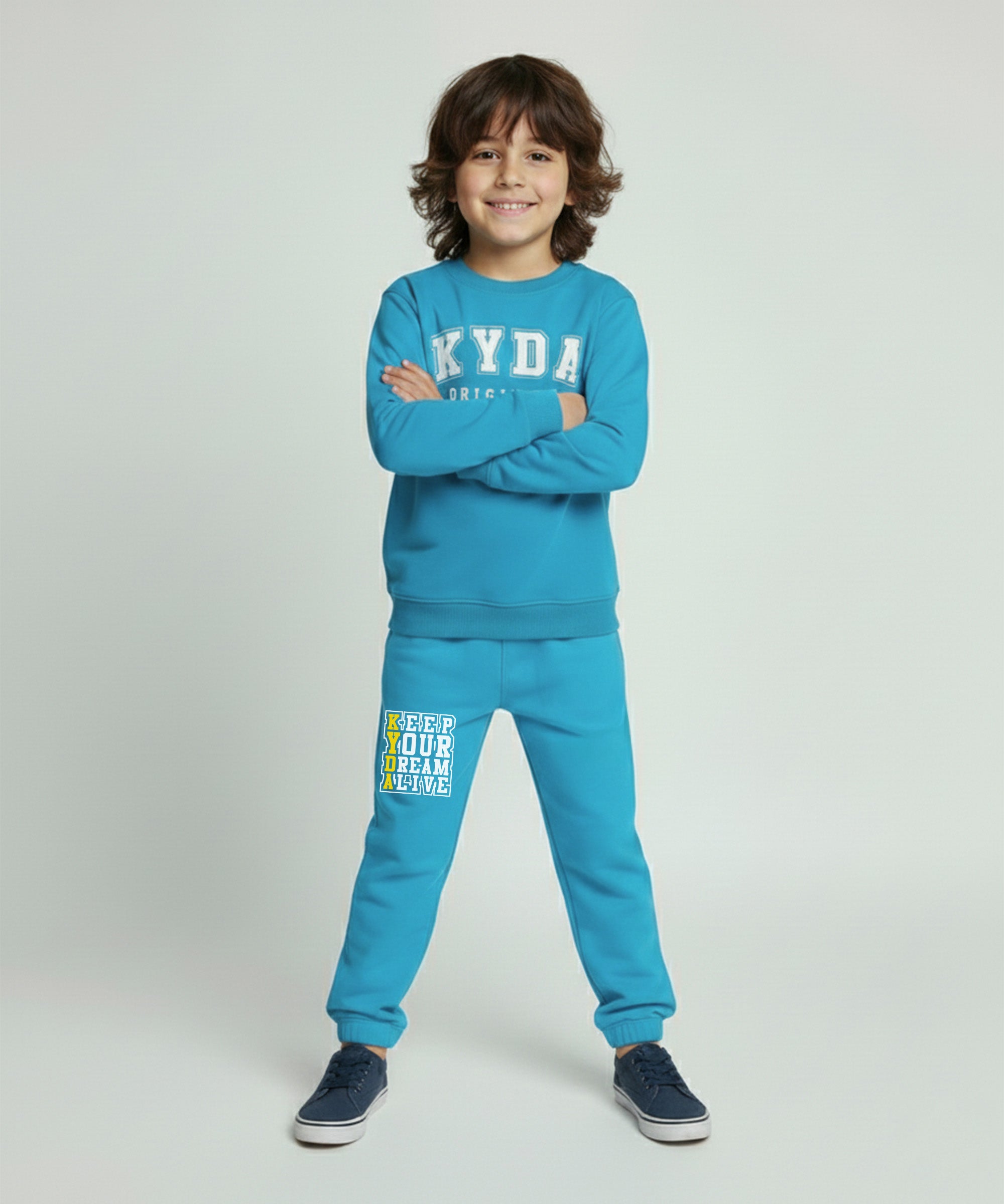 Boys & Girls Full Sleeve Sweatshirt & Pants | Blue