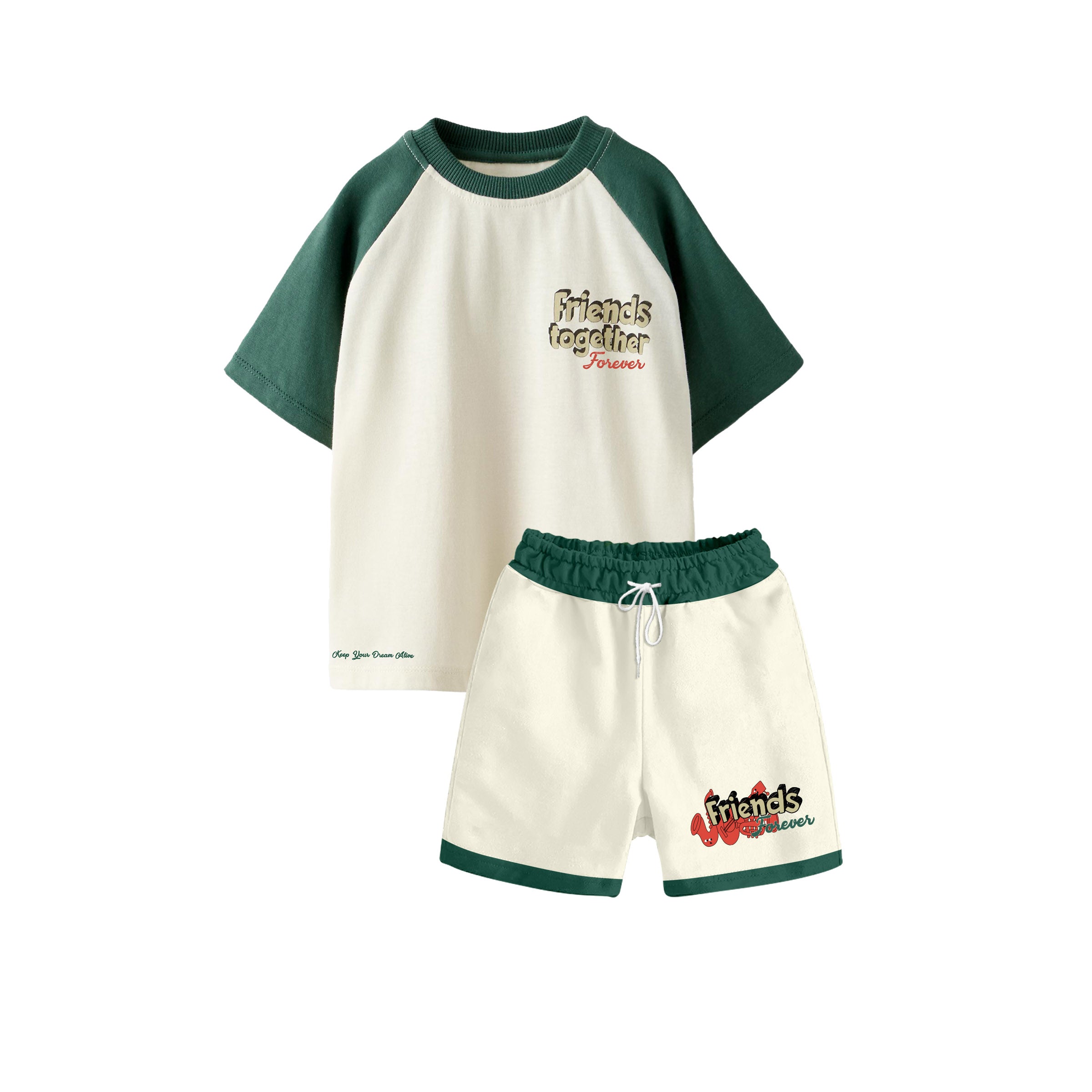 Boy's 100% Pure Cotton Premium Printed Raglan Sleeve Tshirt and Shorts Set