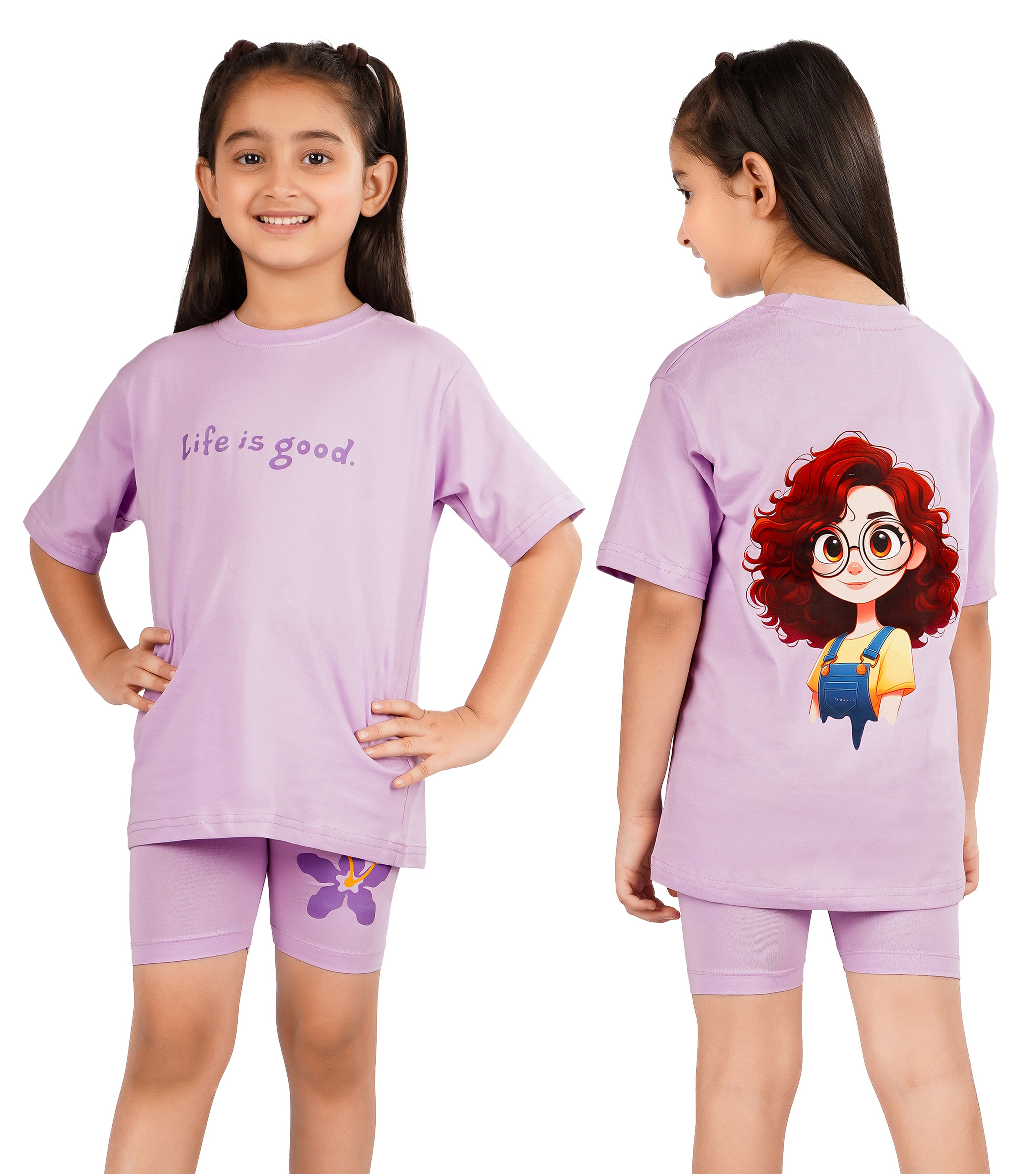 Girls Premium Printed Cotton T-Shirt & Shorts Set | Soft & Breathable