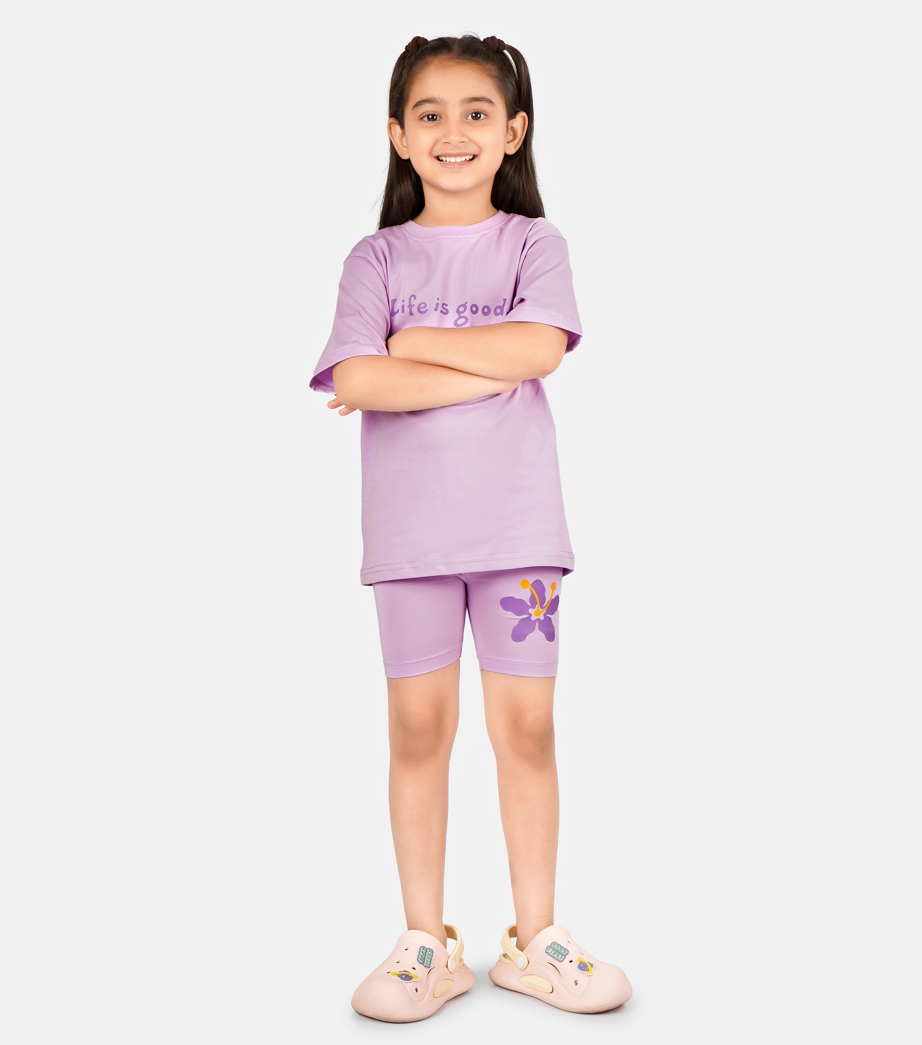 Girls Premium Printed Cotton T-Shirt & Shorts Set | Soft & Breathable