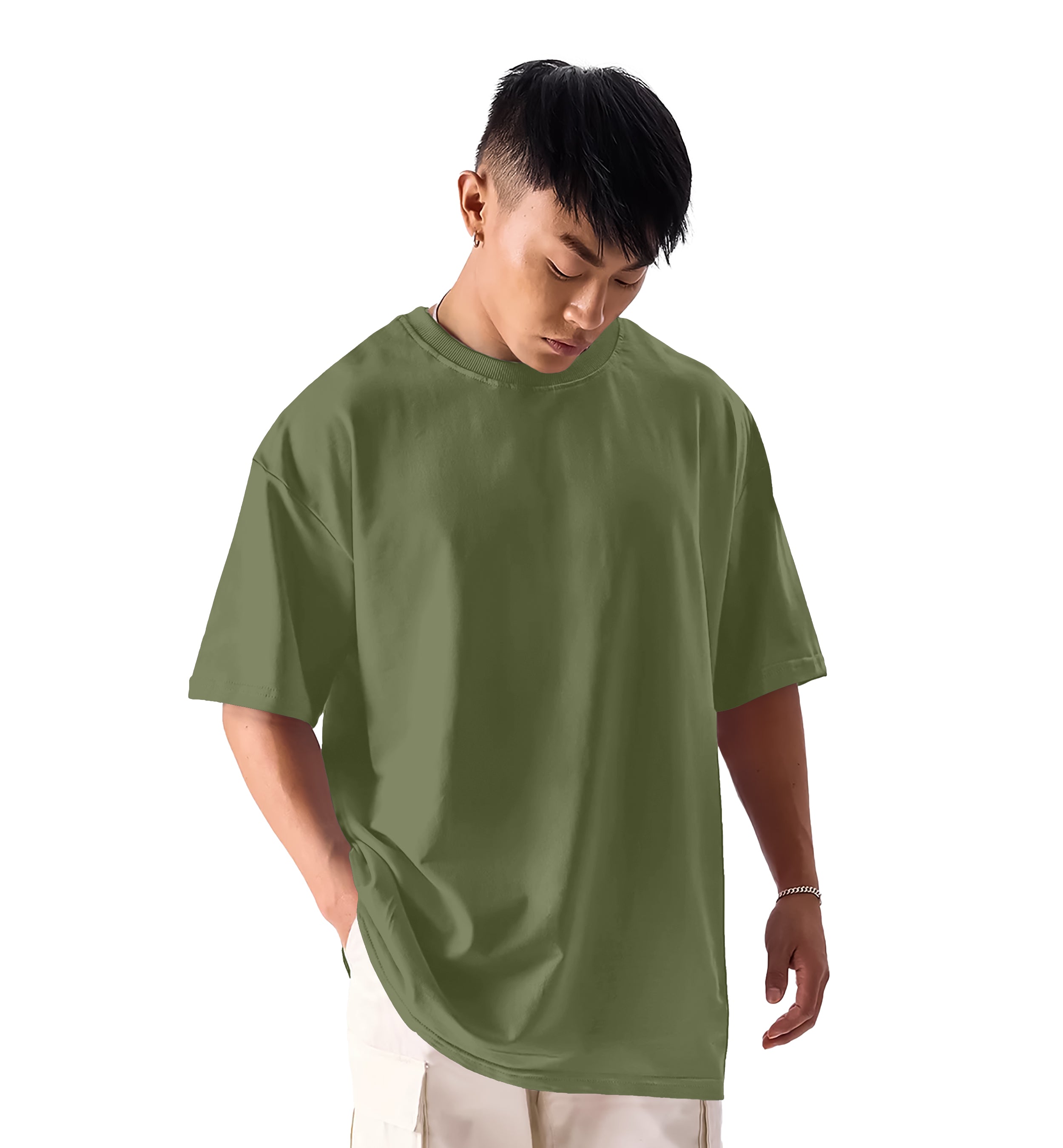 SHODOX® Men’s 100% Cotton Relaxed Fit Half Sleeve T-shirt for Men –Drop Shoulder Front and Back Solid Round Neck T-Shirts (Pack of 1)