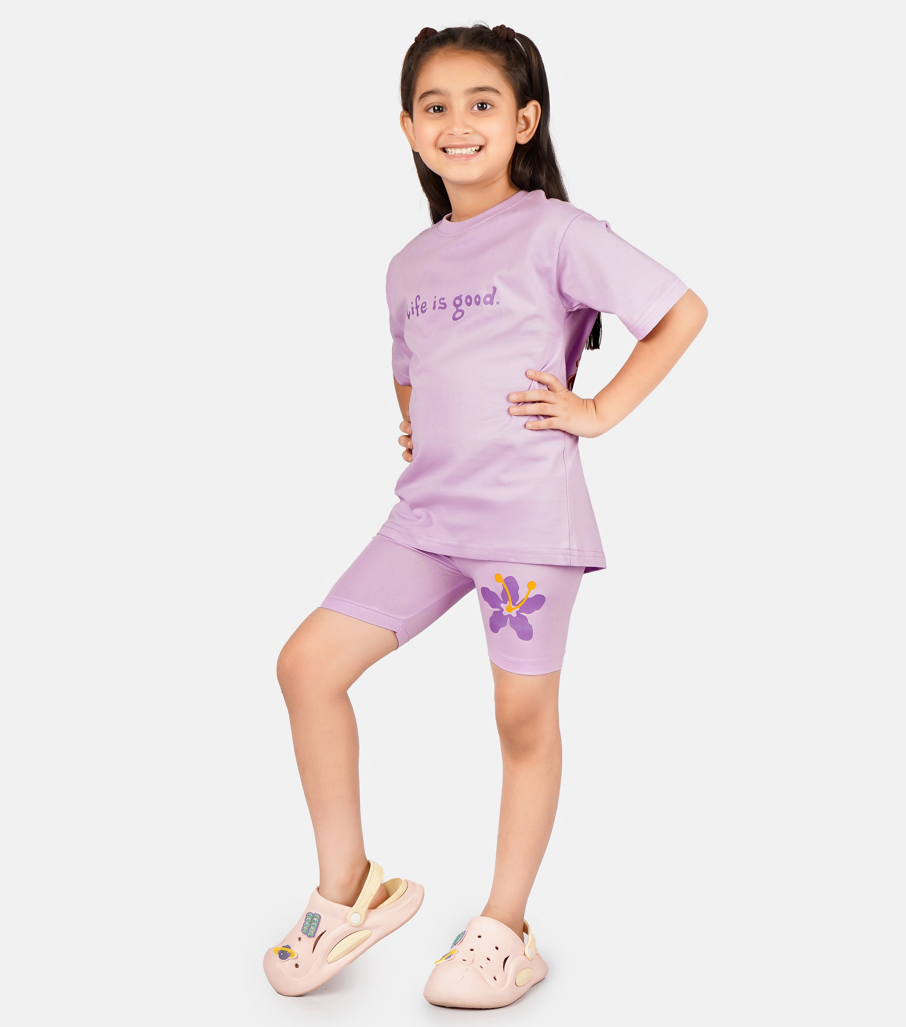 Girls Premium Printed Cotton T-Shirt & Shorts Set | Soft & Breathable