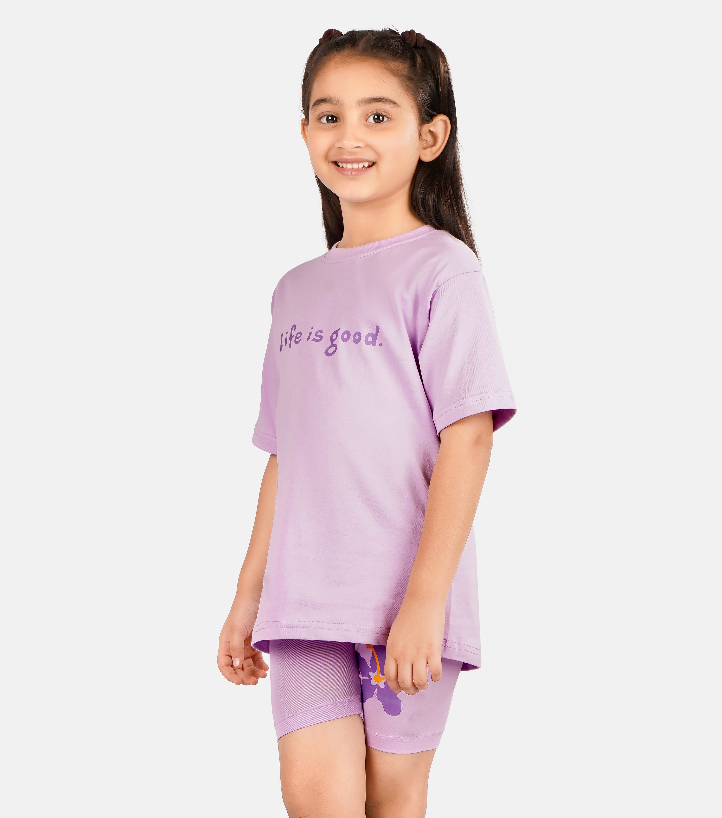 Girls Premium Printed Cotton T-Shirt & Shorts Set | Soft & Breathable