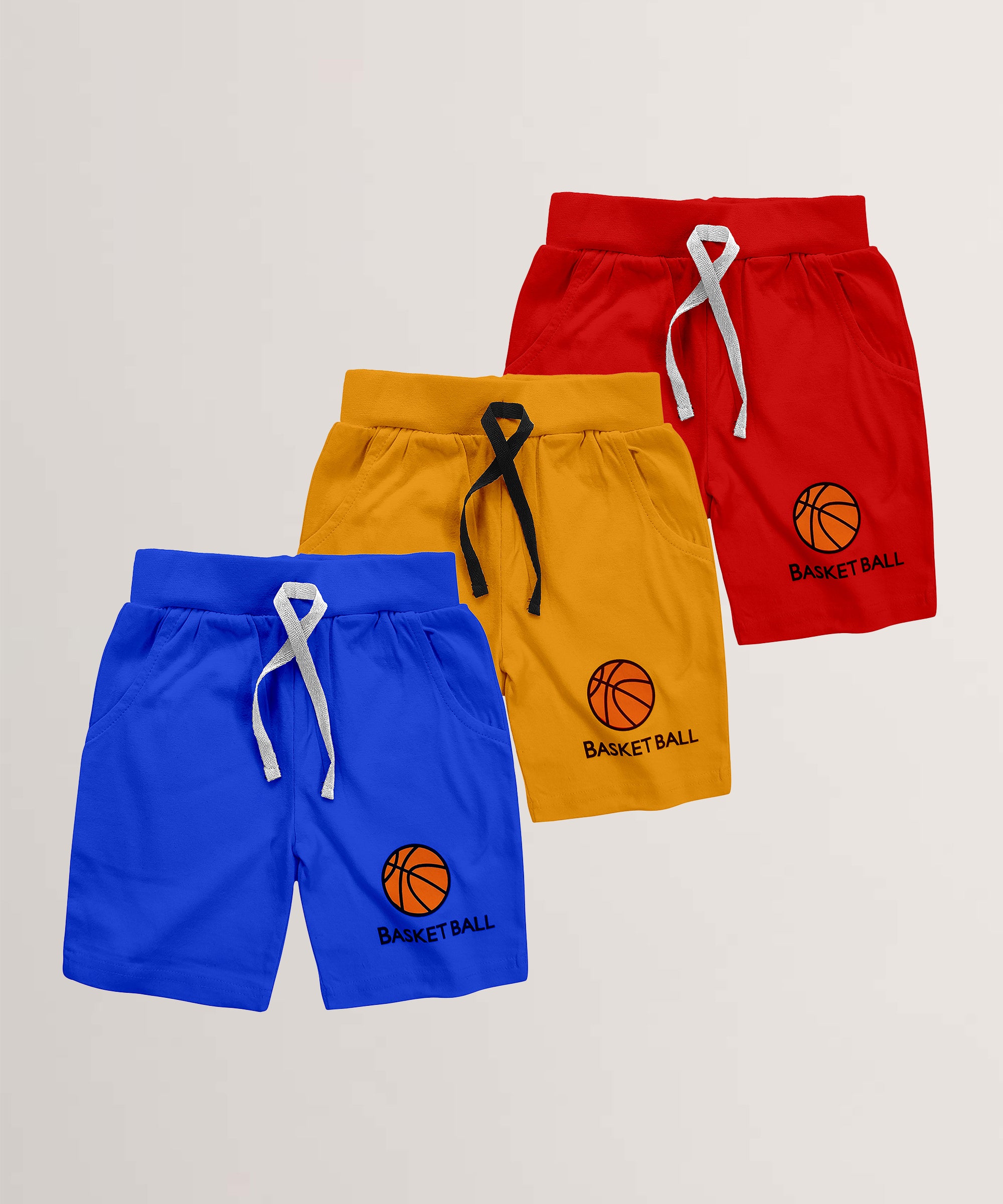 Kids Unisex Cotton Printed Shorts V1 (Pack of 3)