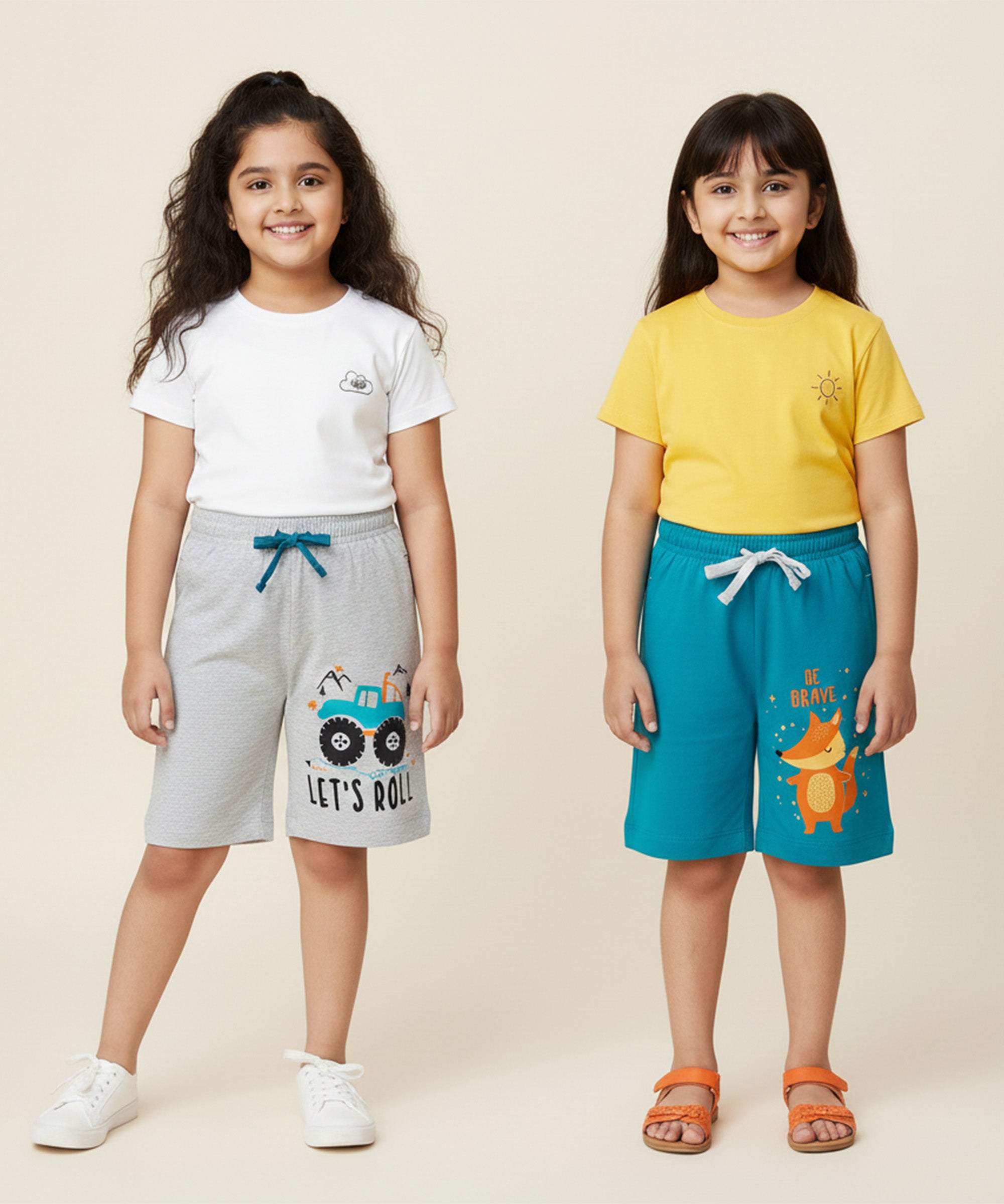 Girls Premium Cotton Printed Shorts | Pack of 2
