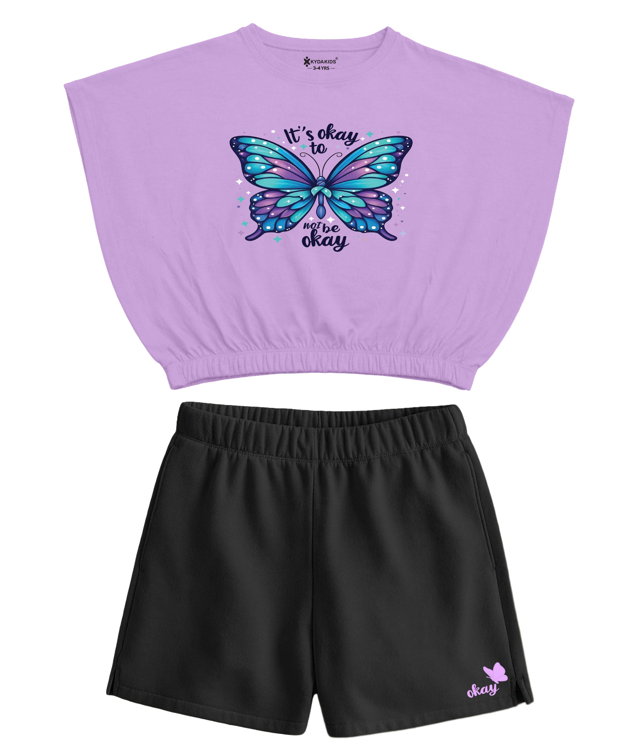 Girls  Cotton Printed Top & Shorts Co-Ord Set | Regular Fit