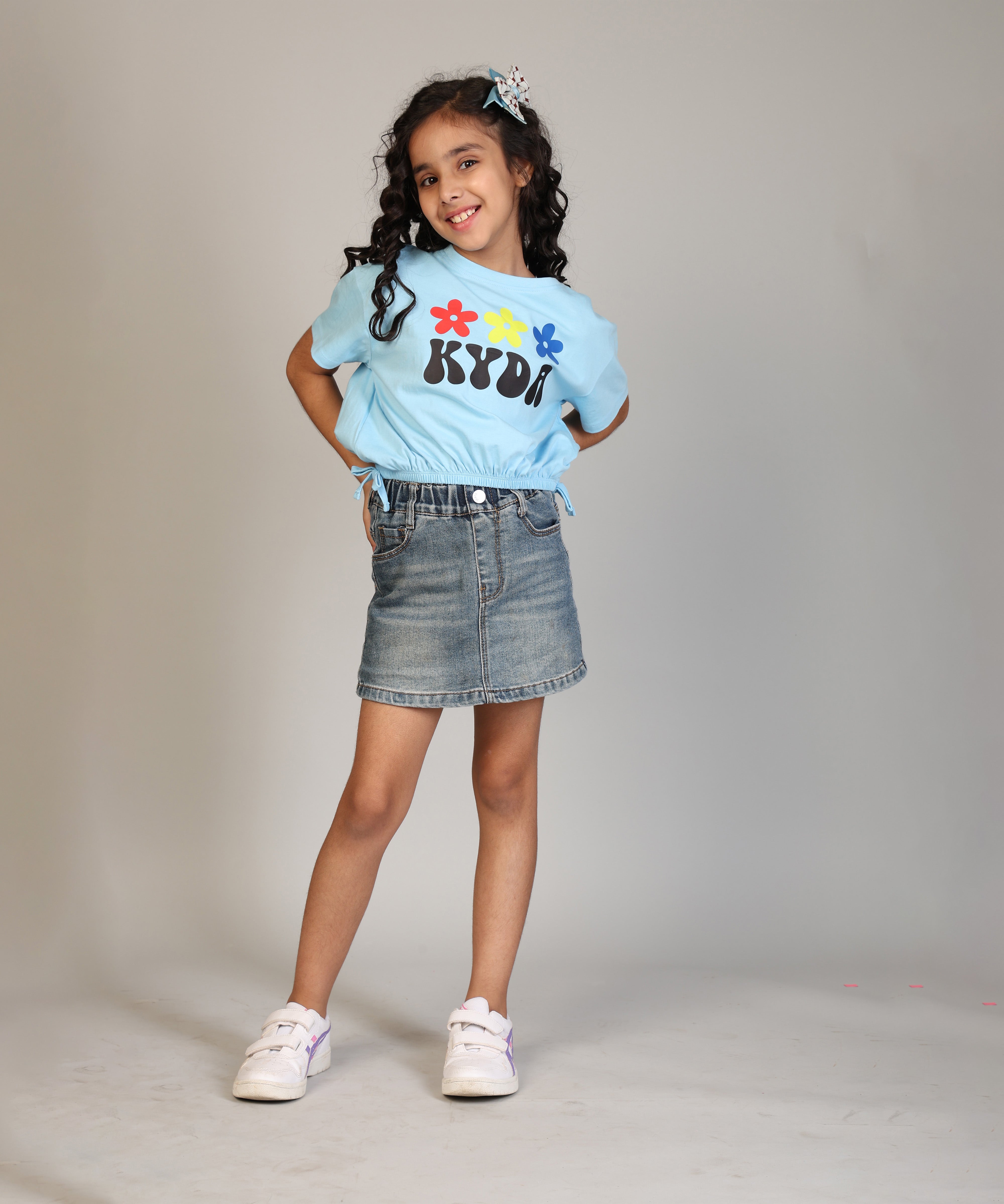 Girls Cotton Printed Crop Top-Combo 1