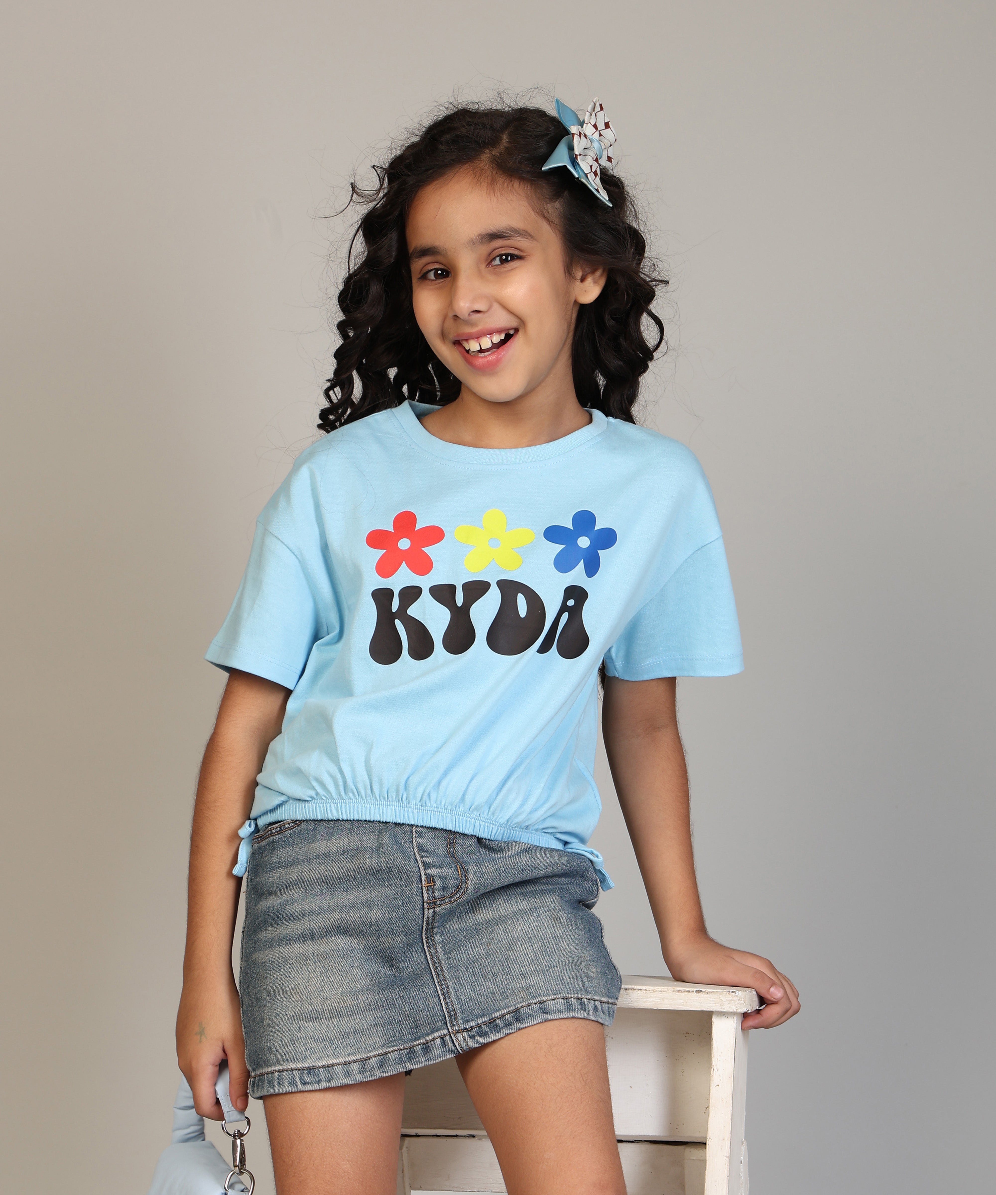 Girls Cotton Printed Crop Top-Combo 1