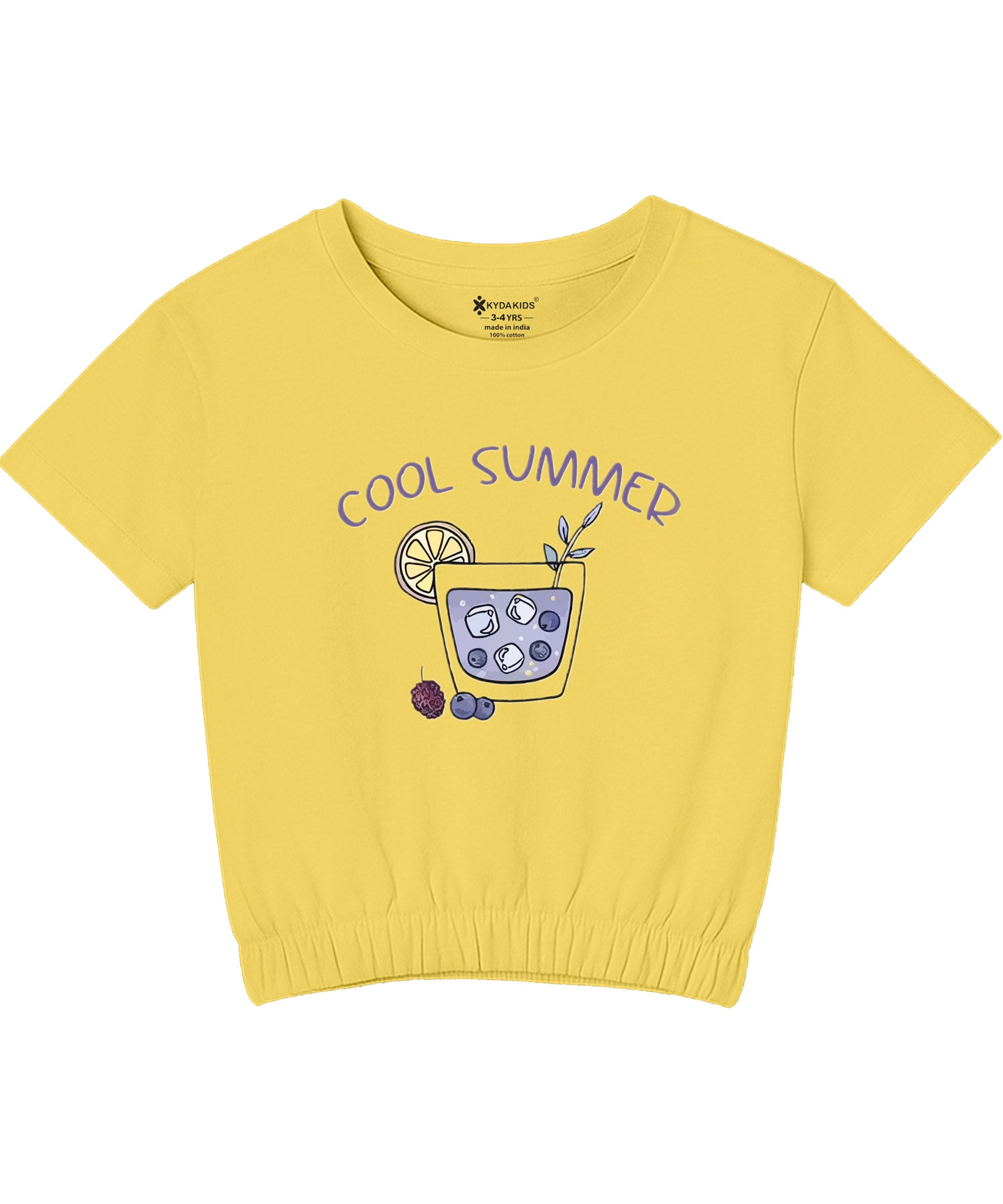 Girls1 00% Pure Cotton Regular fit Short Sleeve Printed Crop top T-Shirt -Combo 2