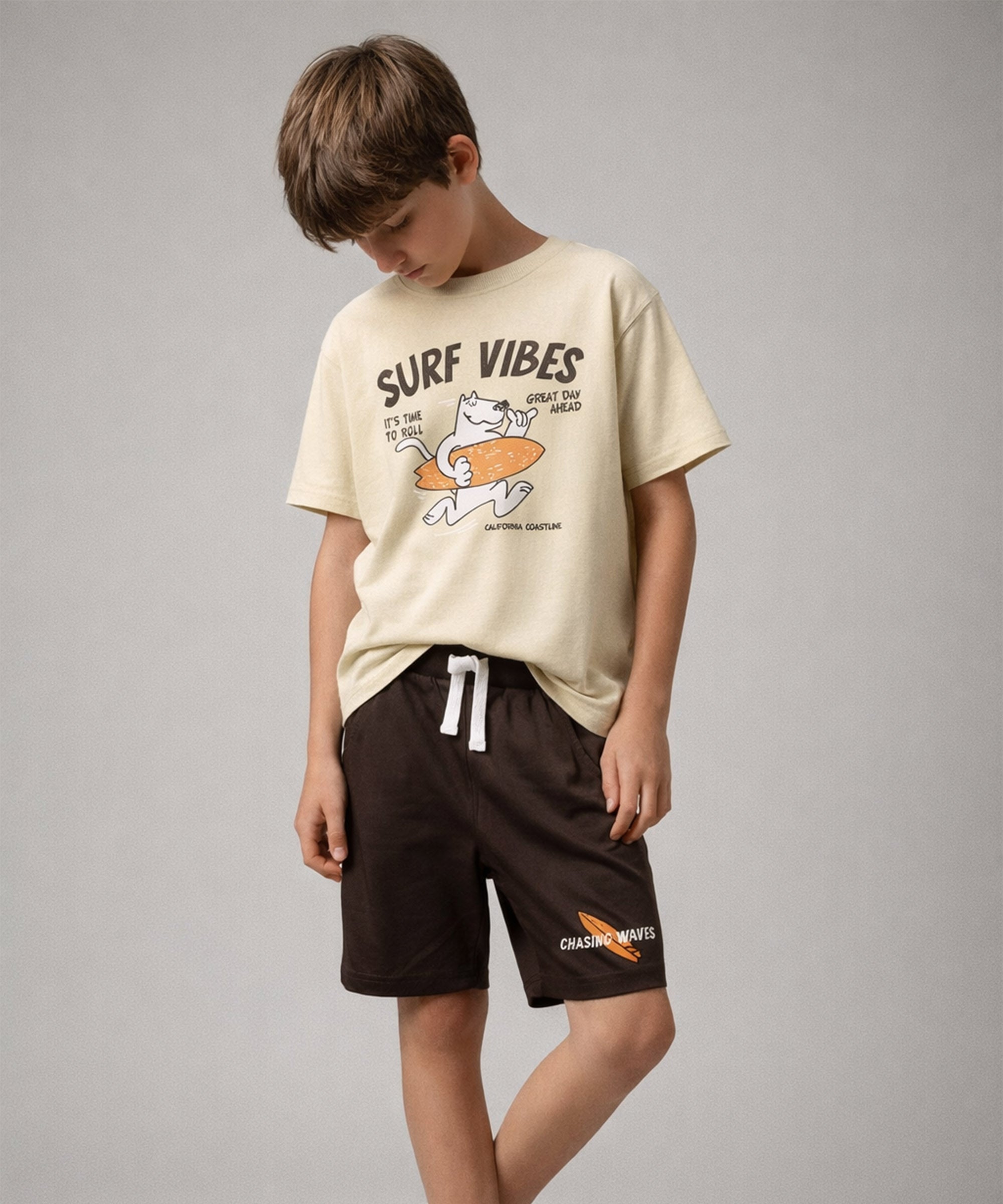 Boys Pure Cotton Oversized T-Shirt & Shorts Co-Ord Set