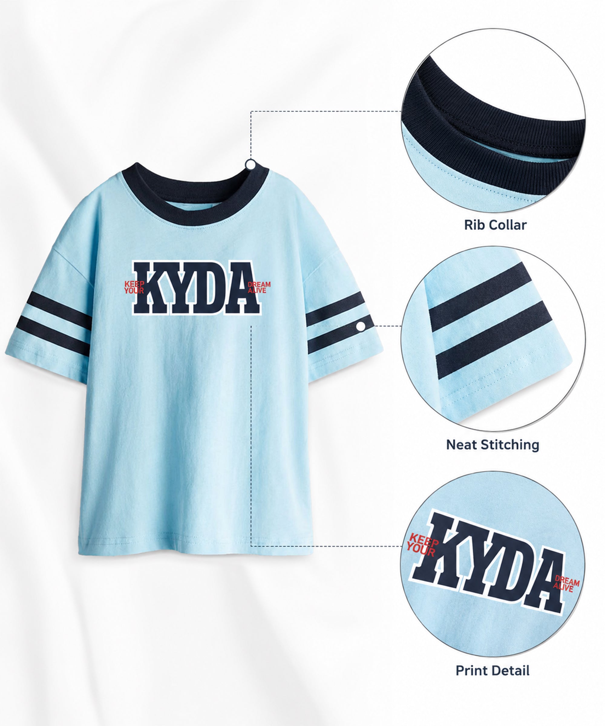 Boys Premium Cotton Oversized Printed T-Shirt | Sky Blue