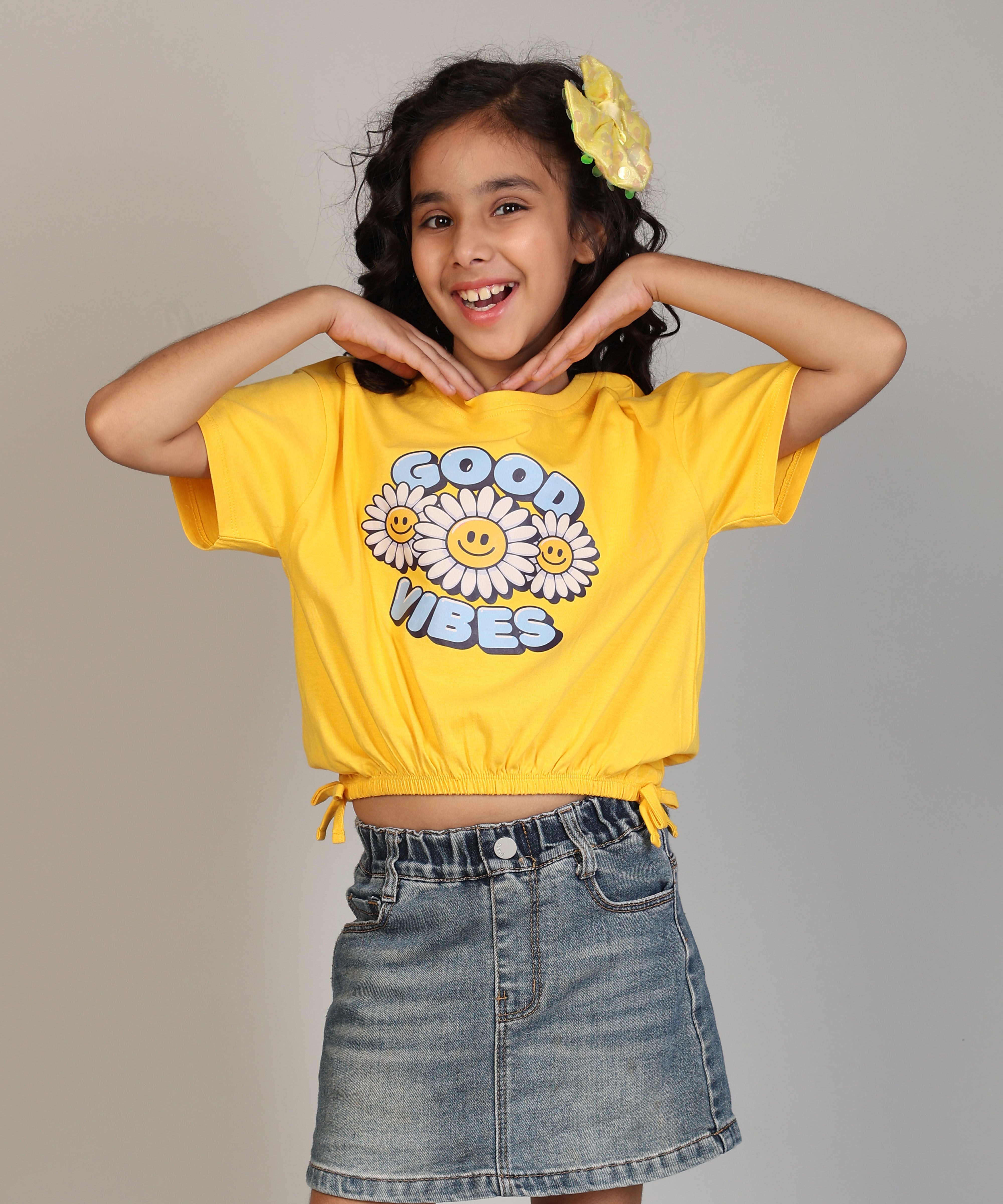 Girls Cotton Printed Crop Top-Combo 1
