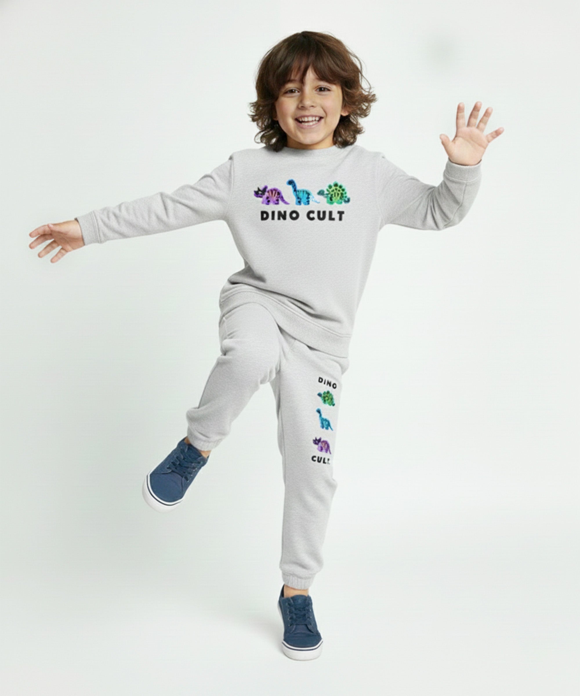 Boys & Girls Full Sleeve Sweatshirt & Pants | Grey Melange
