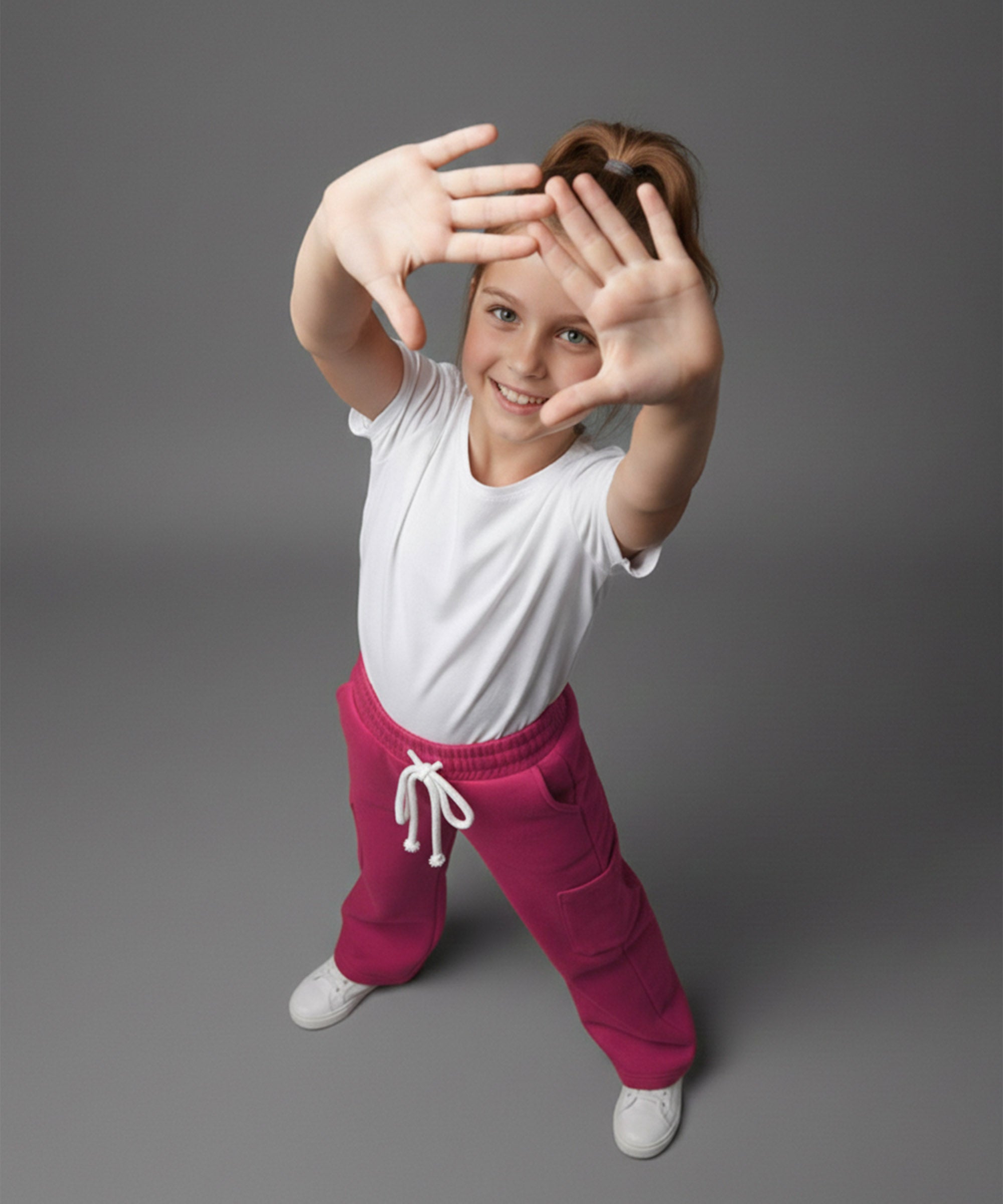Girls Cotton Korean Cargo Pants | Elastic Waist Wide Leg