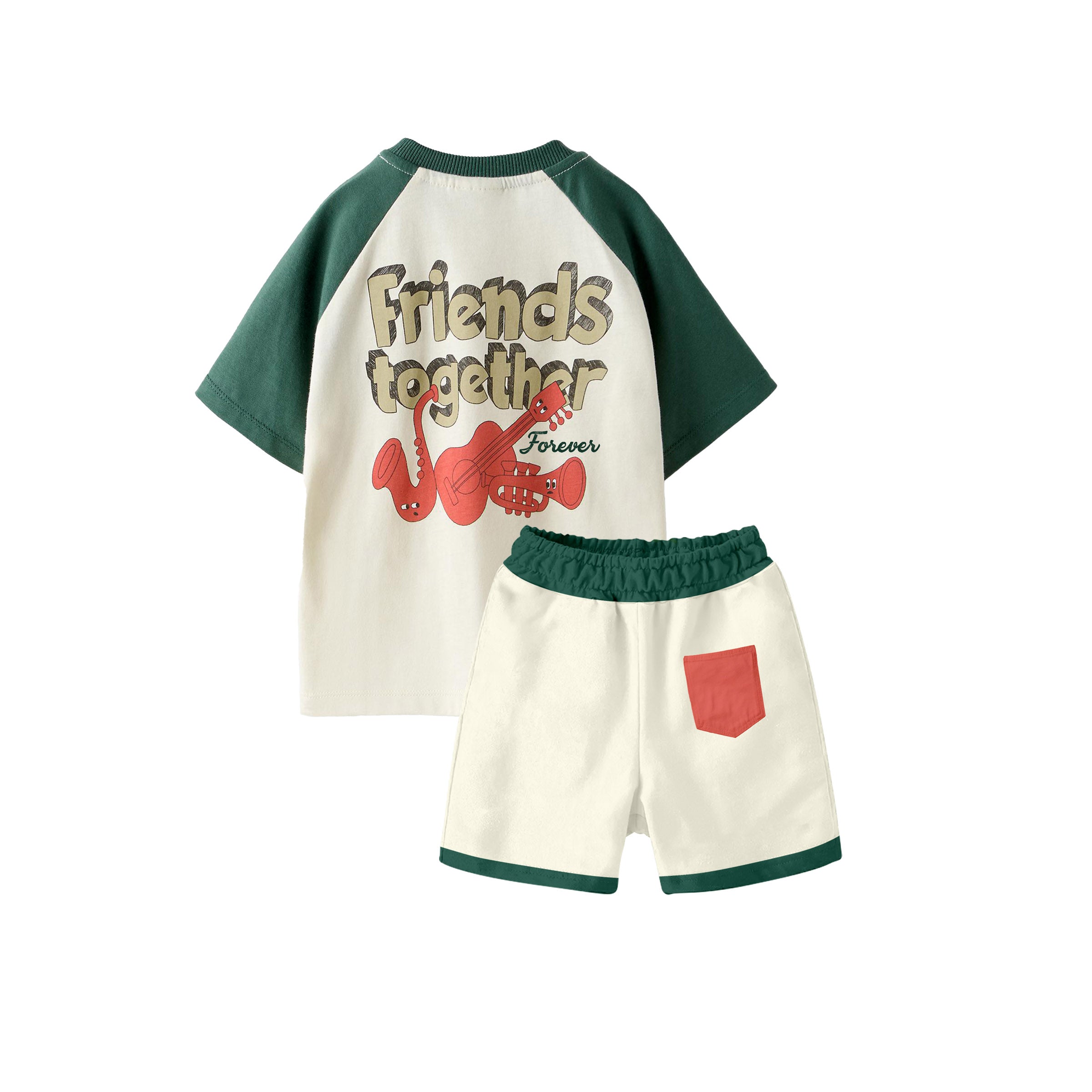 Boy's 100% Pure Cotton Premium Printed Raglan Sleeve Tshirt and Shorts Set