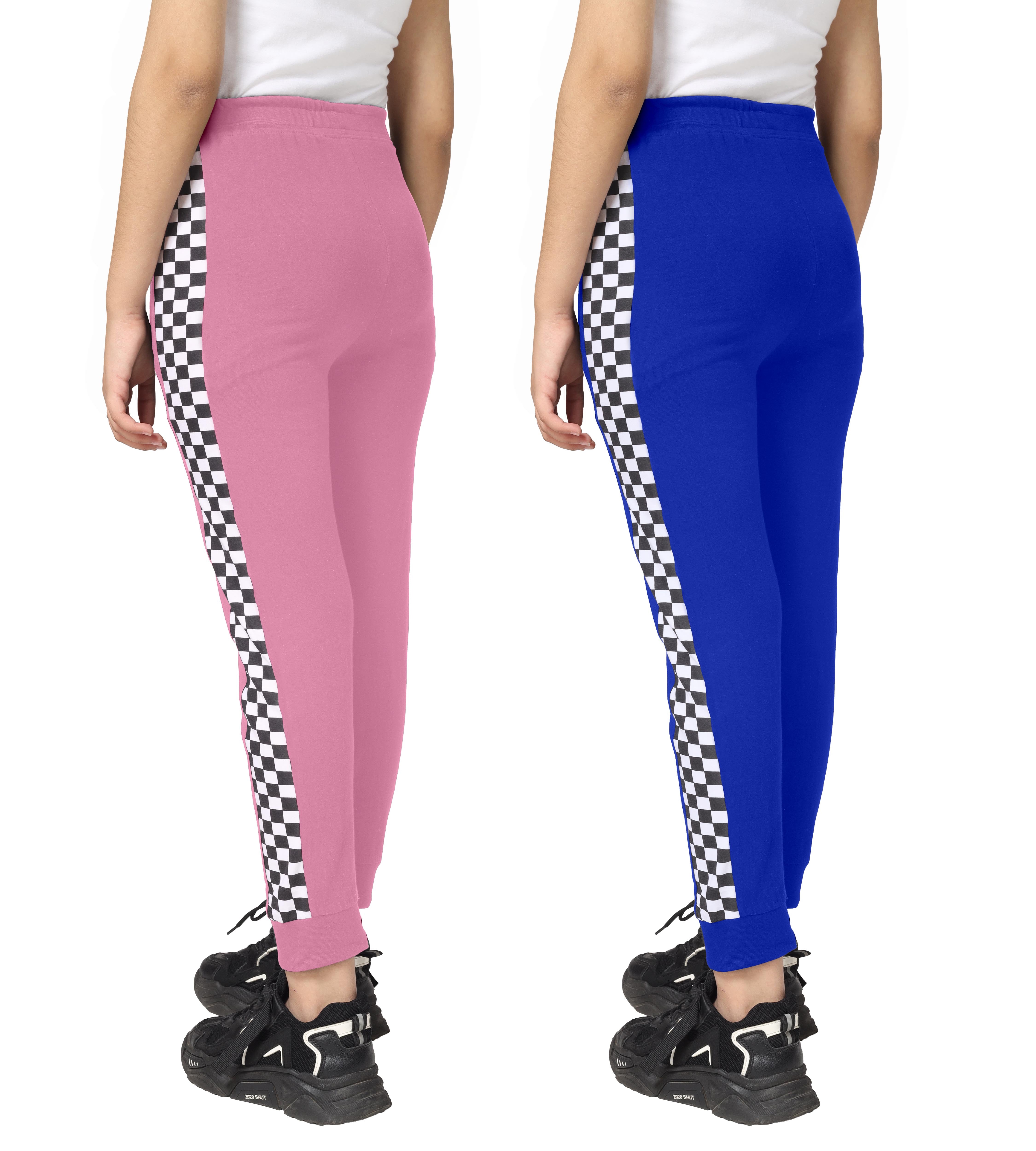Girls Cotton Printed Track Pants with Pocket | Pack of 2