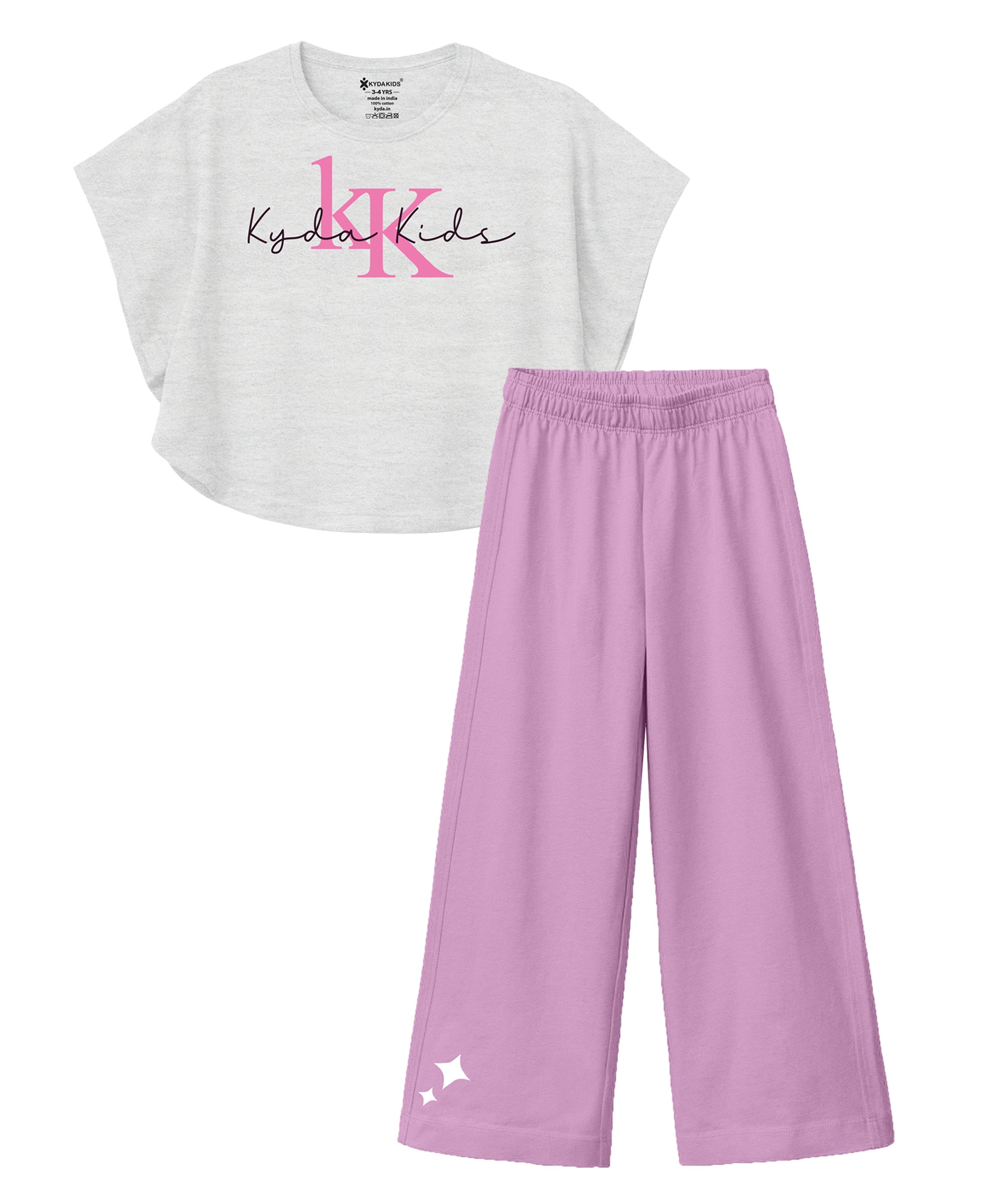 Girls Premium Cotton Butterfly Print Top & Palazzo Co-Ord Set