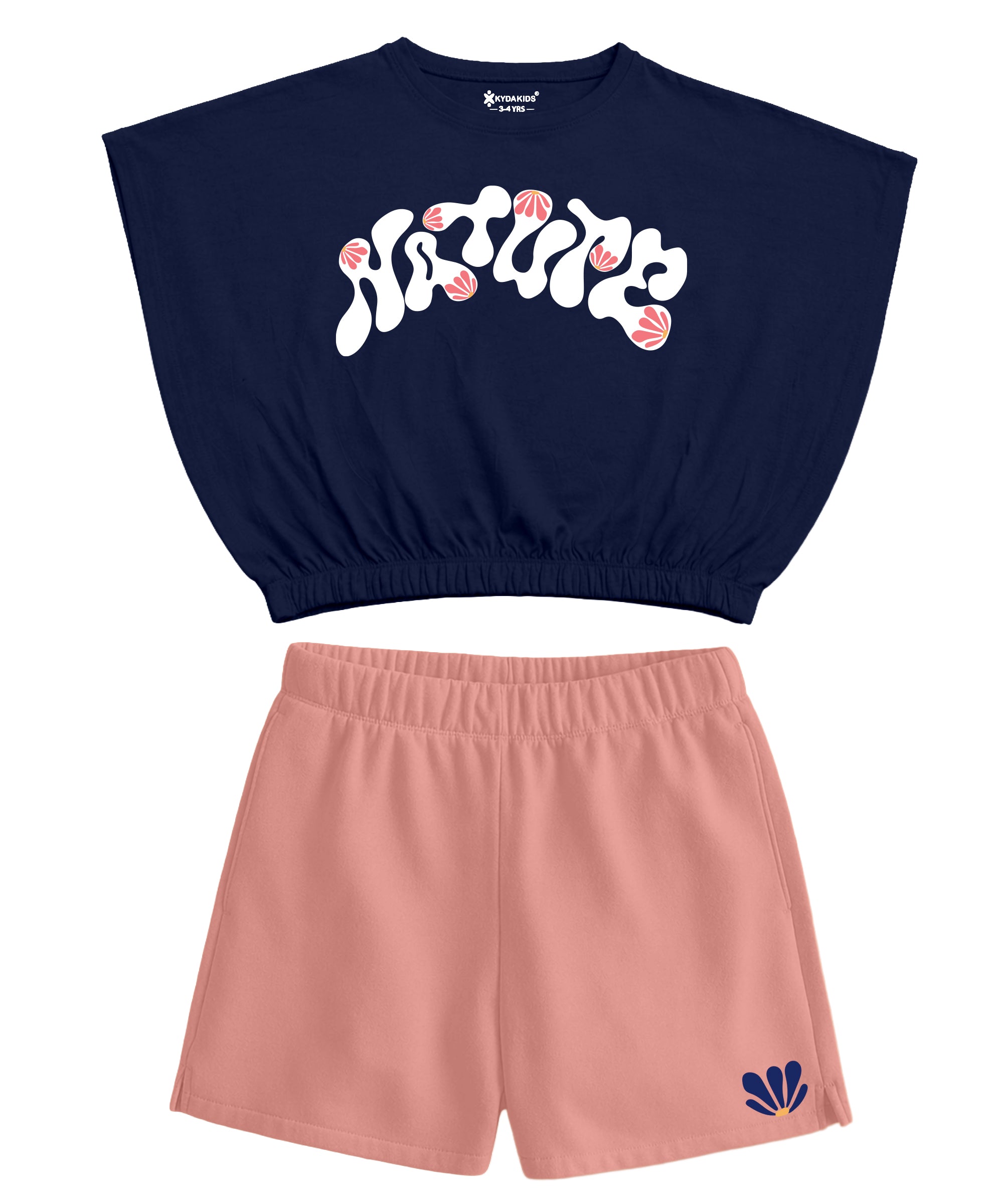 Girls  Cotton Printed Top & Shorts Co-Ord Set | Regular Fit