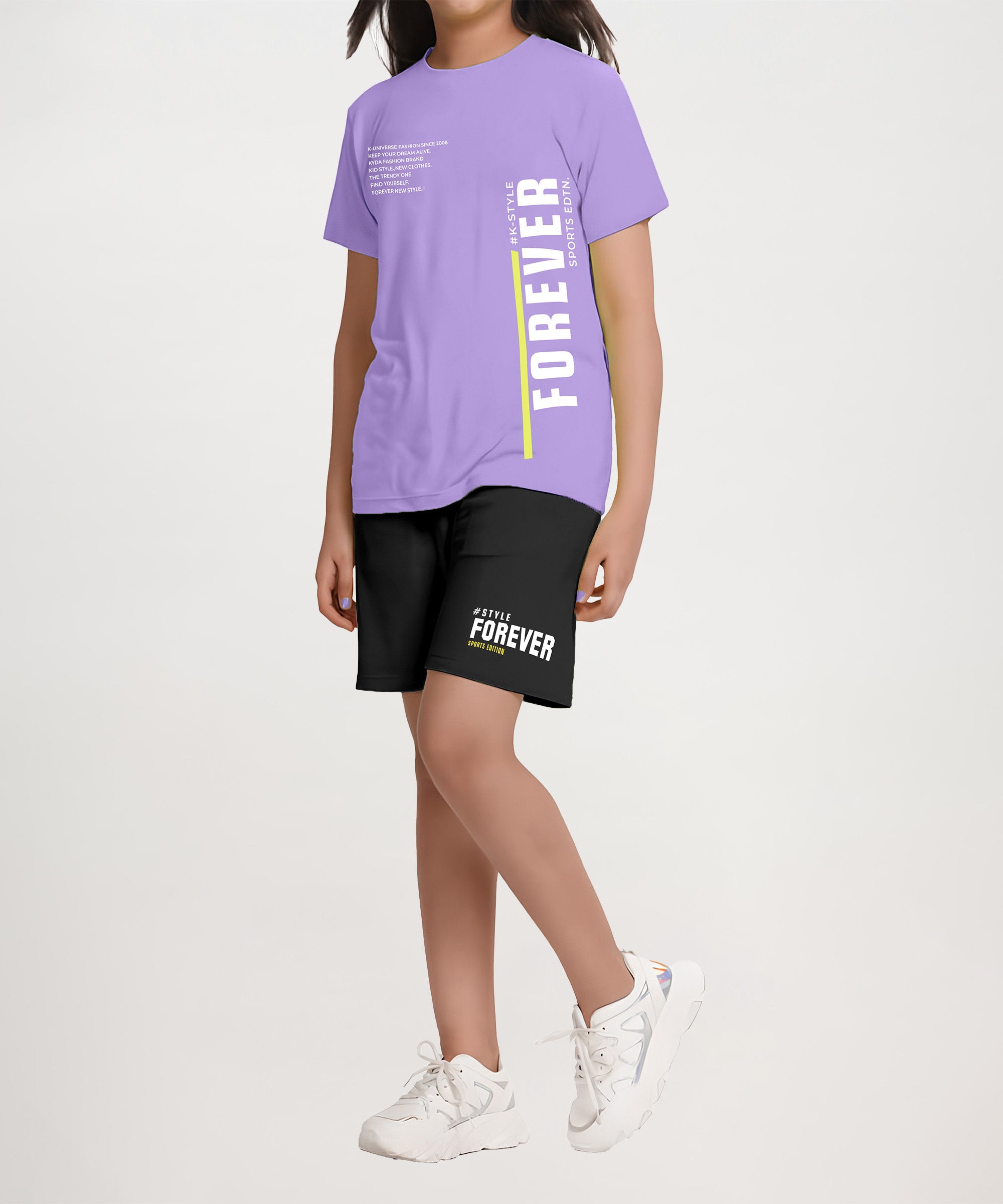 Girls Premium Printed Clothing Set | Purple&Black