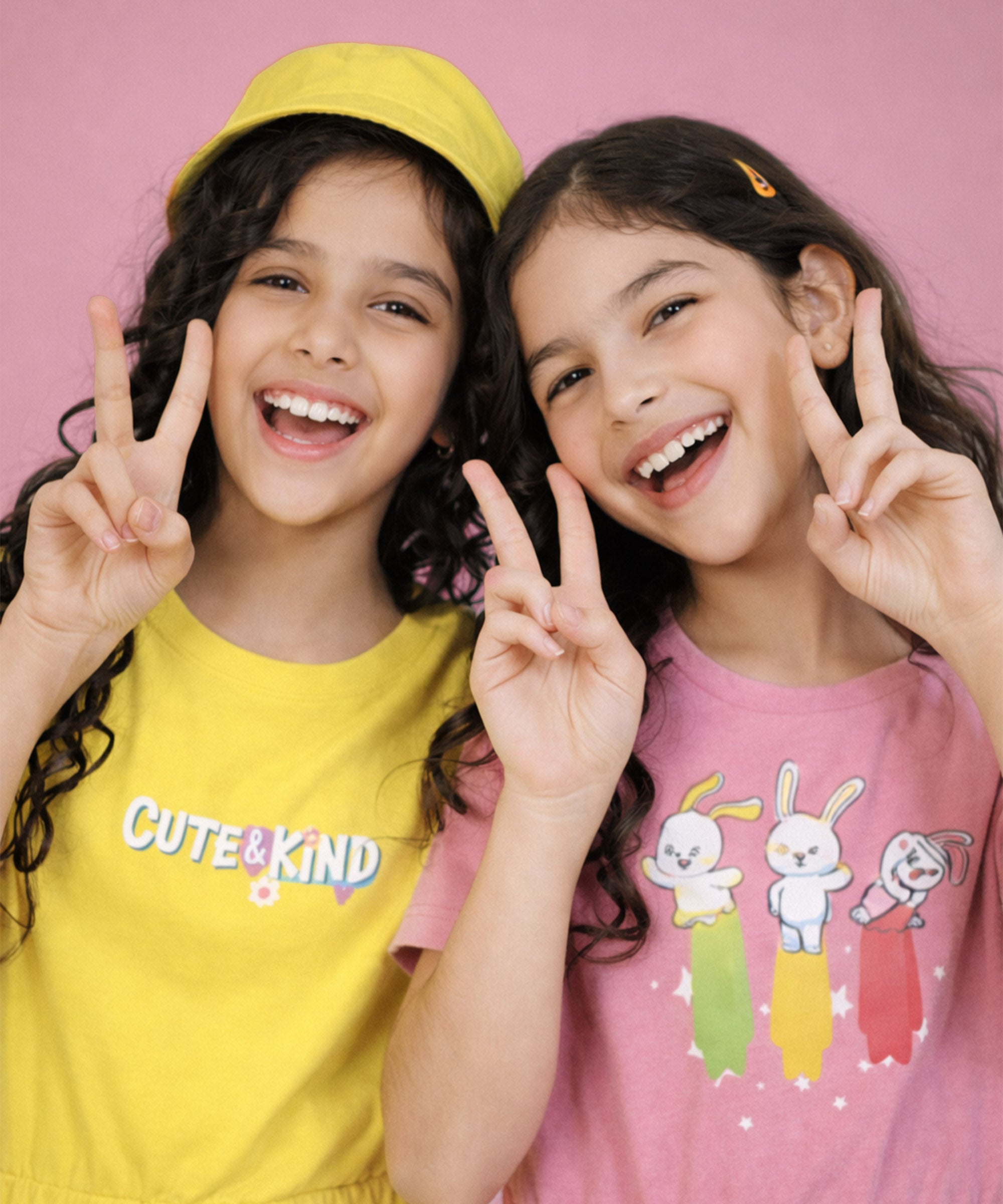 Girls Cotton Printed Long Tops | Regular Fit Round Neck Short Sleeve - Pack of 2