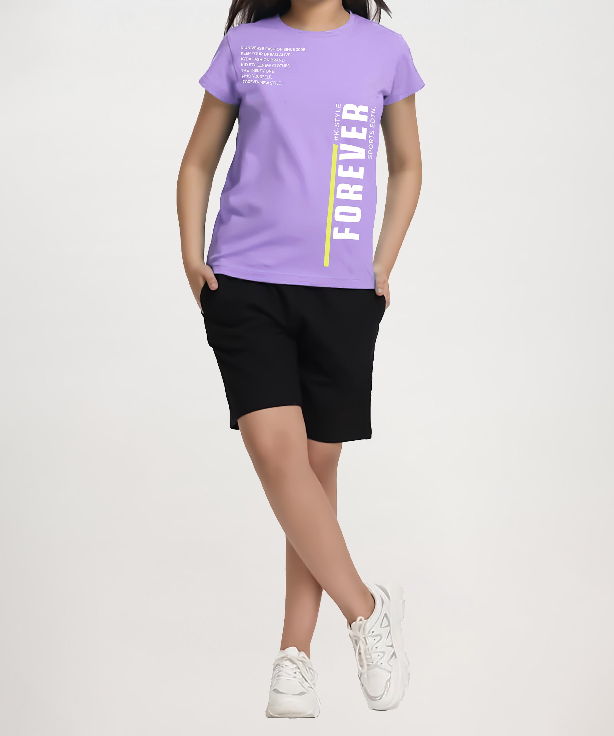 Girls Premium Printed Clothing Set | Purple&Black