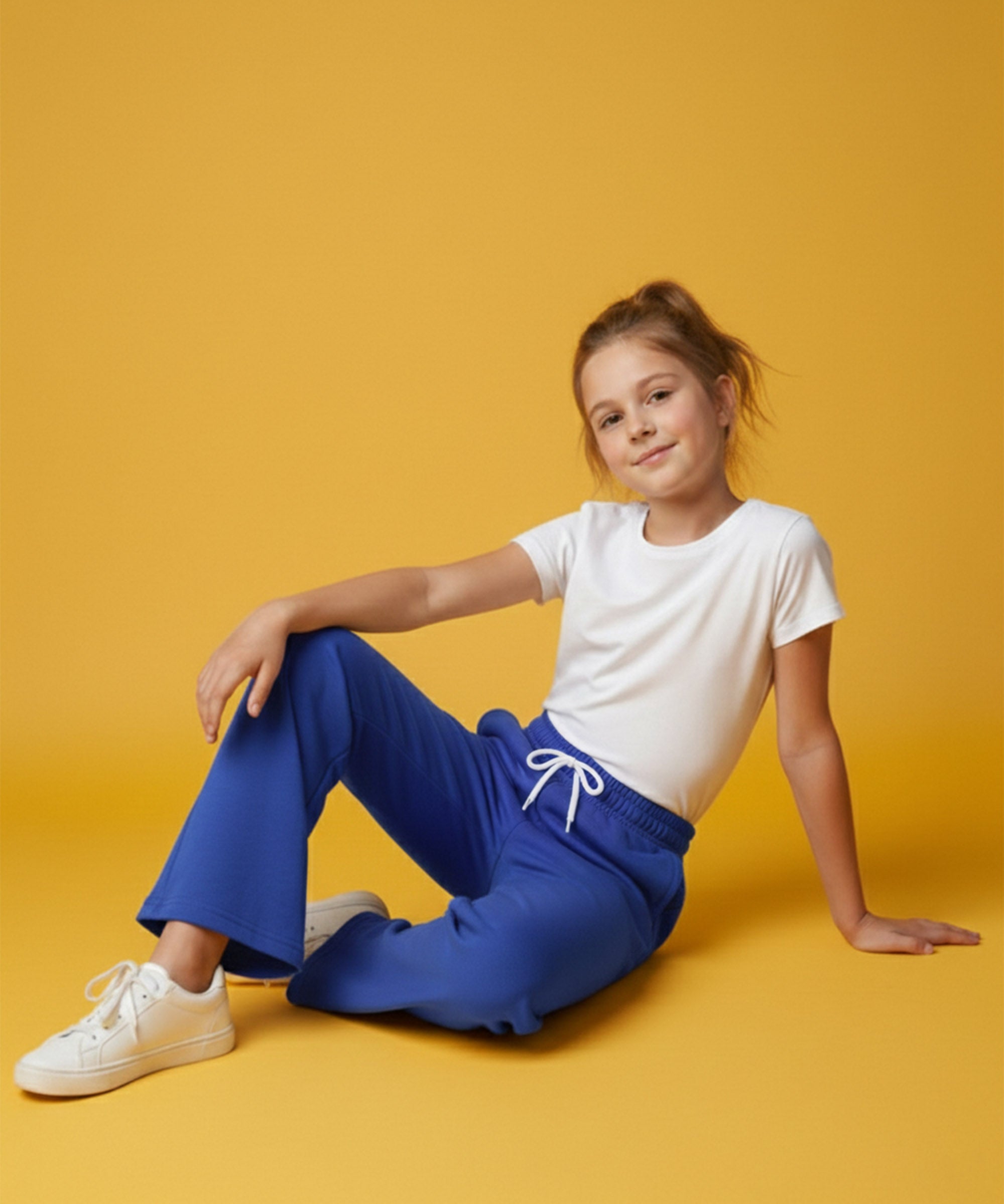 Girls Cotton Korean Cargo Pants | Elastic Waist Wide Leg