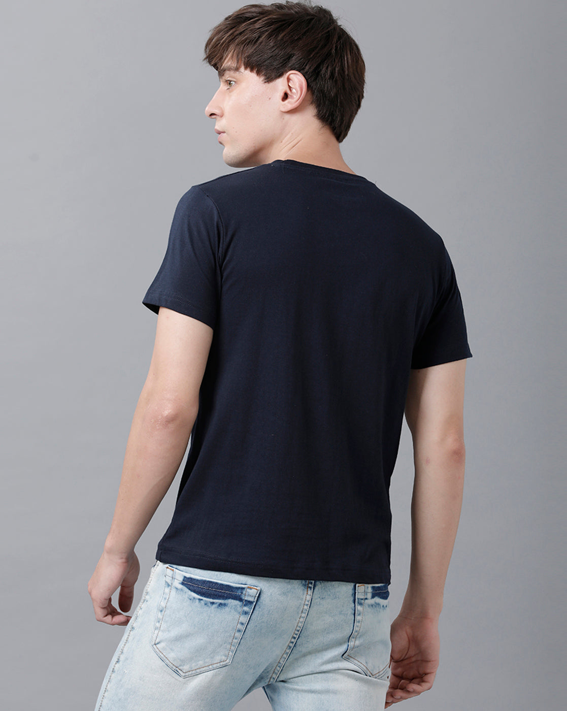 Men's Cotton Printed Casual T-Shirts C2 - Navy