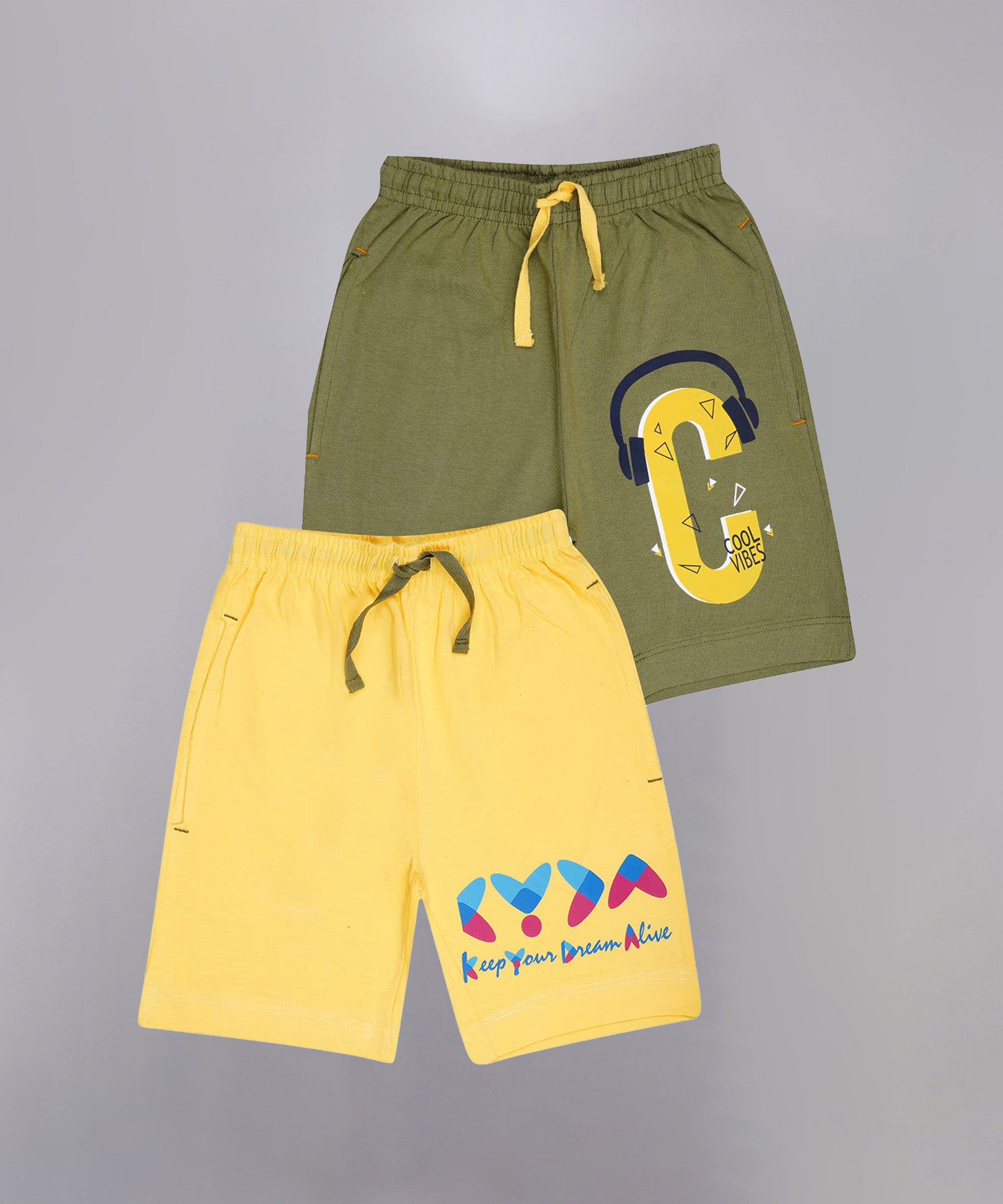 Kids Unisex Green-Yellow Desert Printed Regular Fit Vintage Trousers  (Pack of 2)