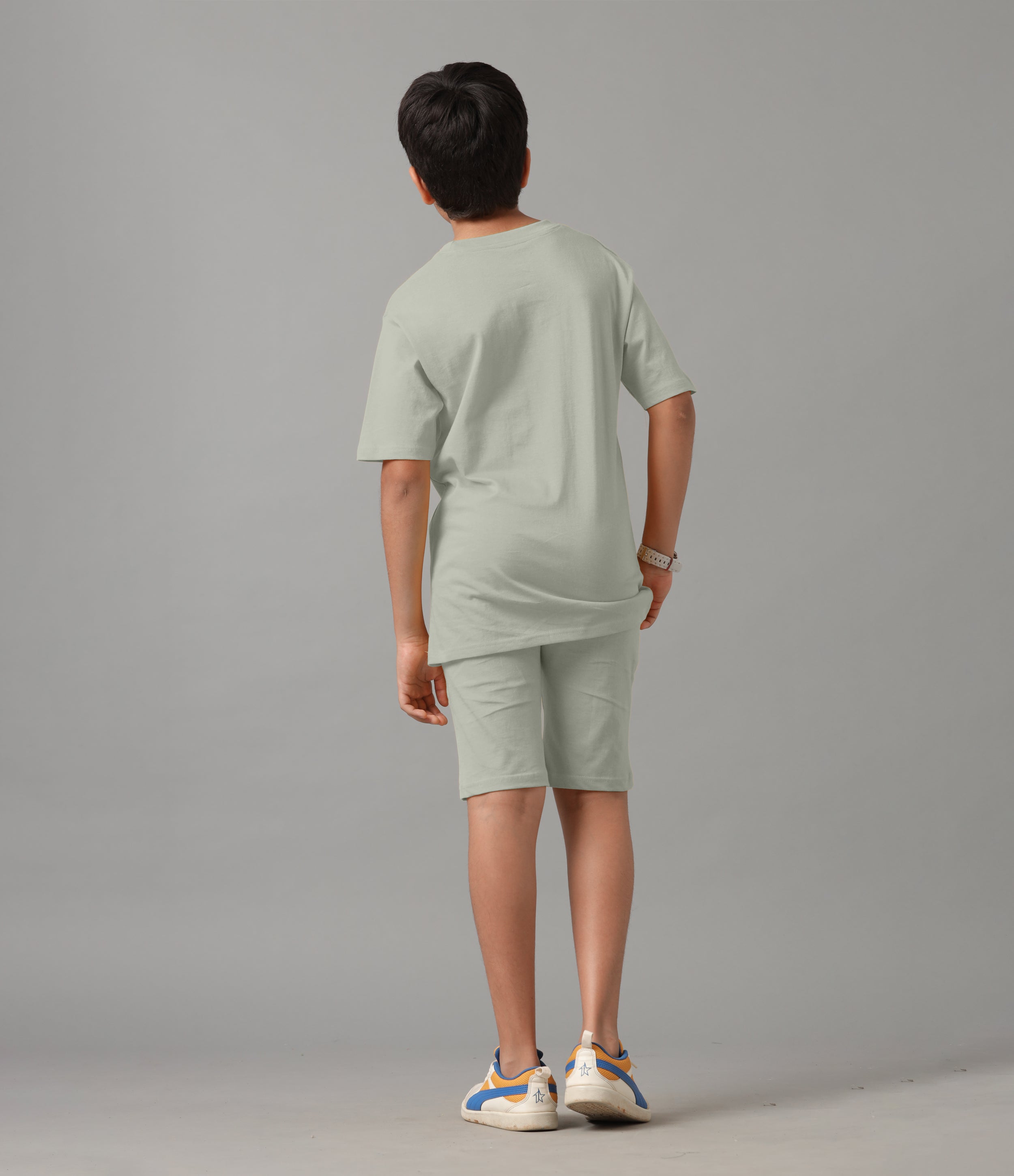 Boy's 100% Pure Cotton Premium Printed Grey Tshirt and Shorts Set