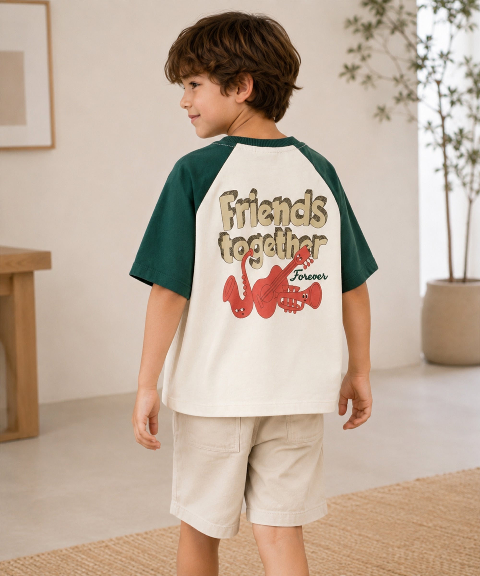 Boys Premium Cotton Oversized Printed T-Shirt | Off White
