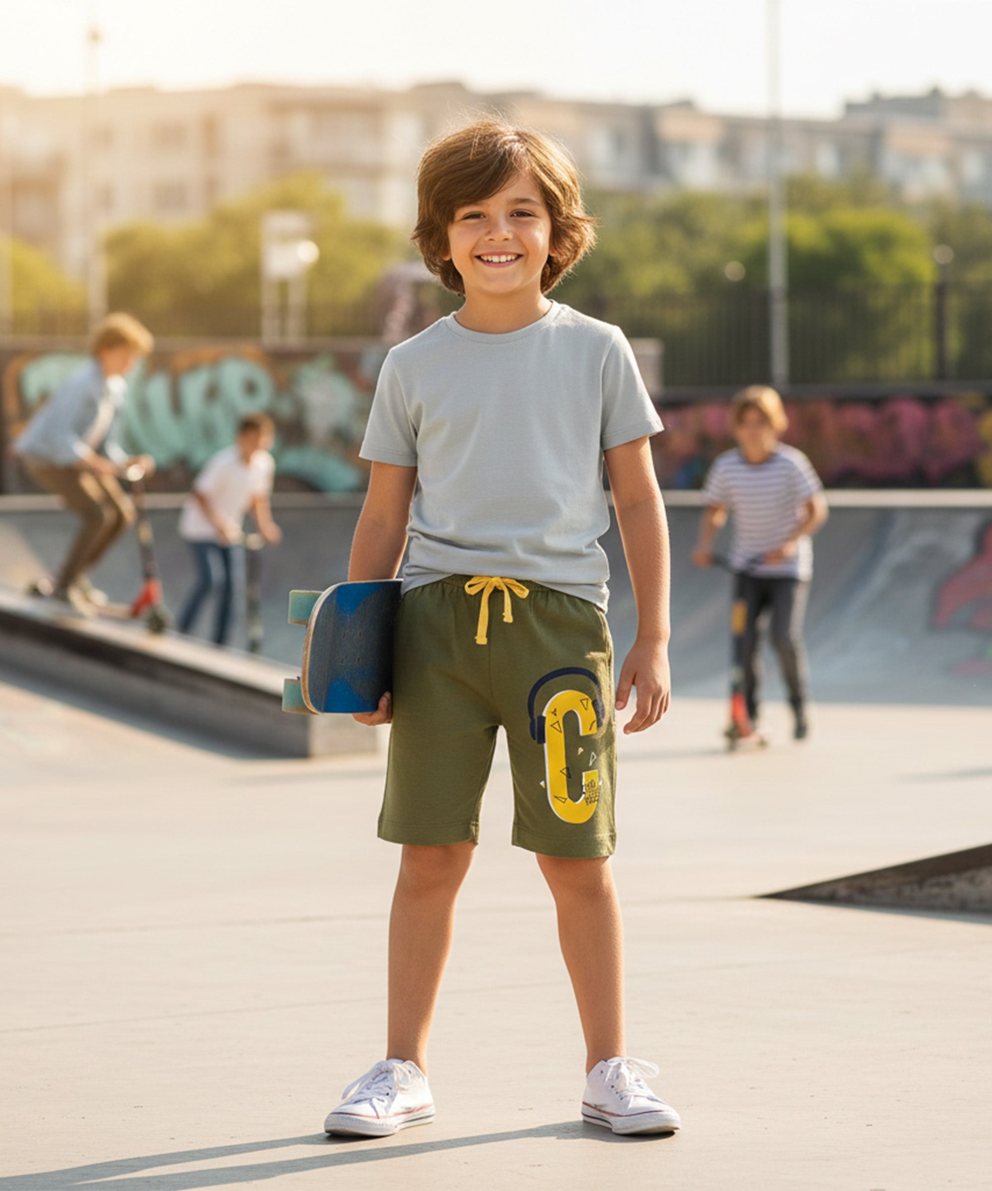 Kids Unisex Green-Yellow Desert Printed Regular Fit Vintage Trousers  (Pack of 2)