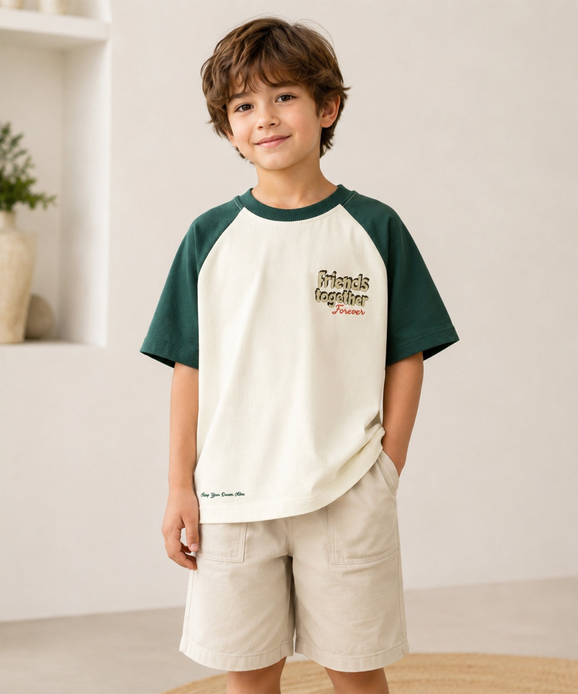 Boys Premium Cotton Oversized Printed T-Shirt | Off White