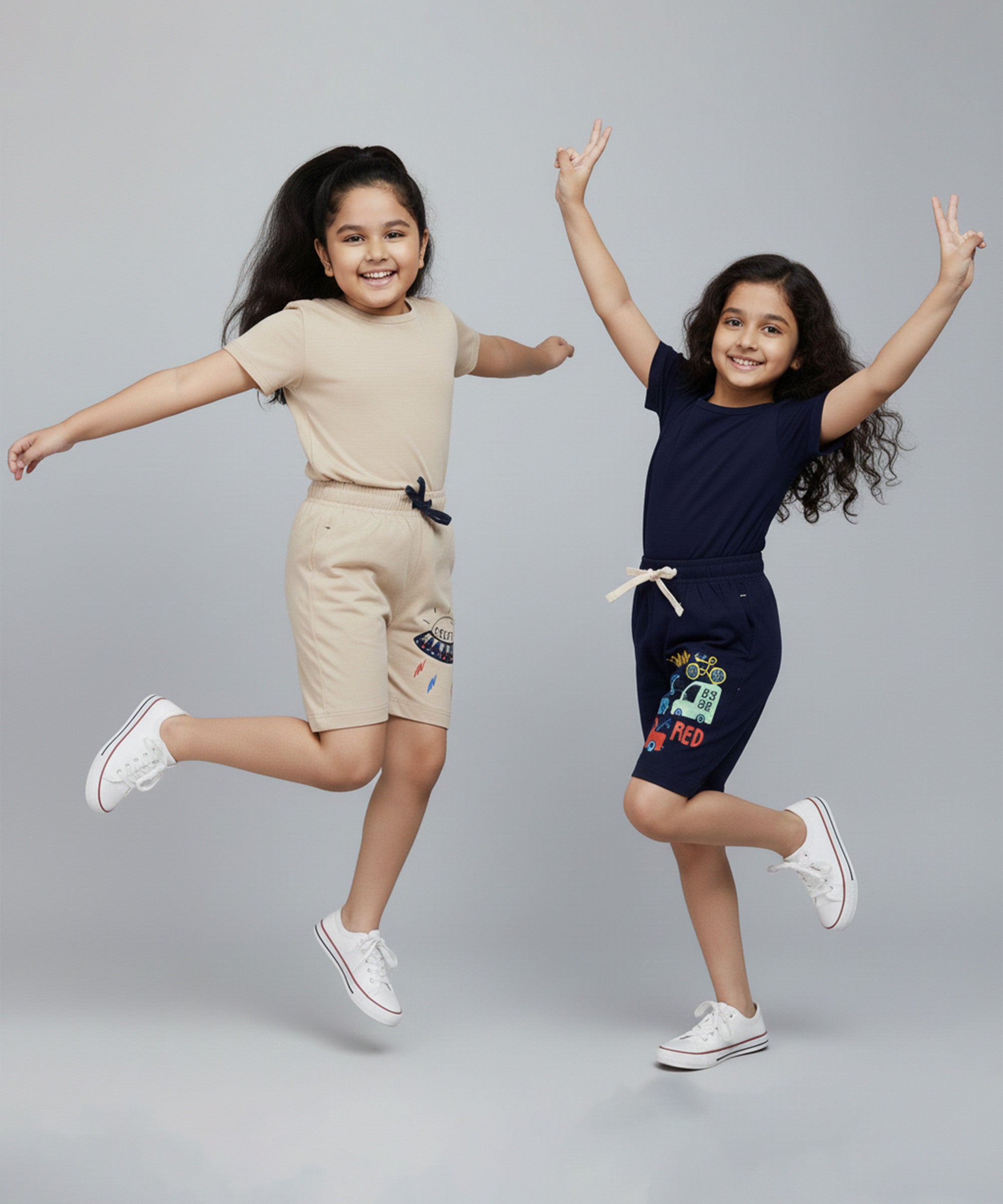 Girls Premium Cotton Printed Shorts | Pack of 2