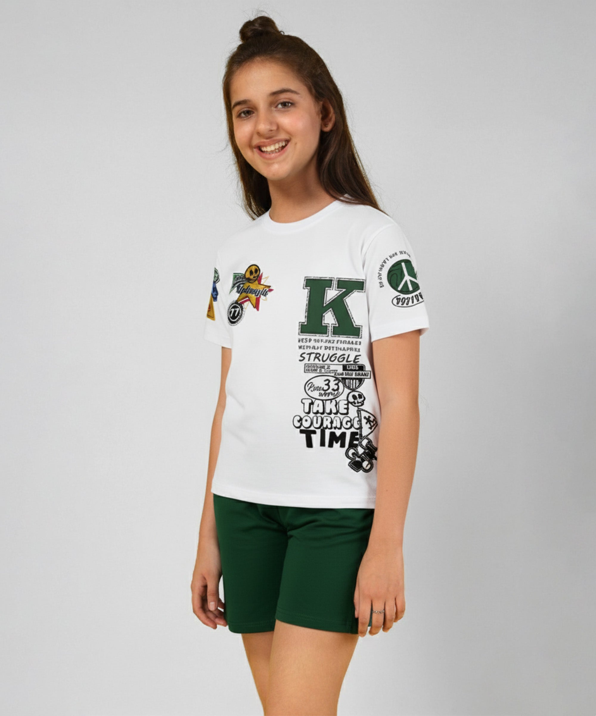 Girls Premium Cotton Printed Co-Ord Set | T-Shirt & Shorts | Pack of 1