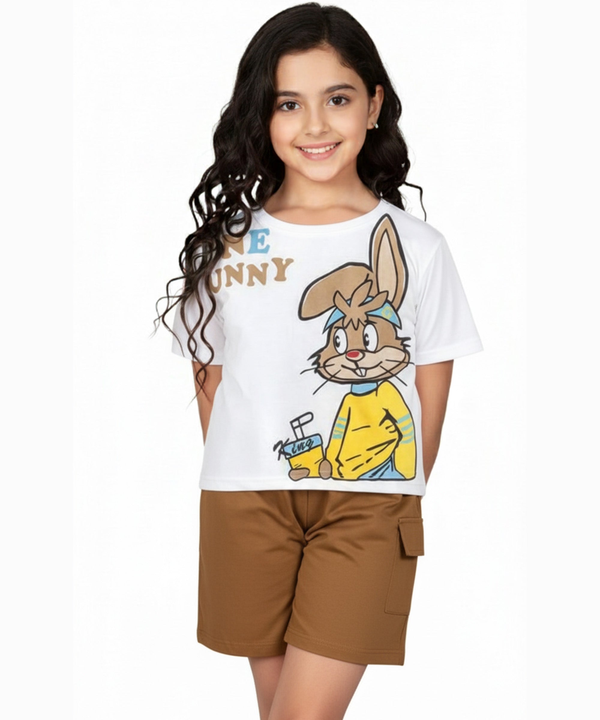 Girls Printed Premium Cotton T-Shirt & Shorts Co-ord Set | Pack of 1