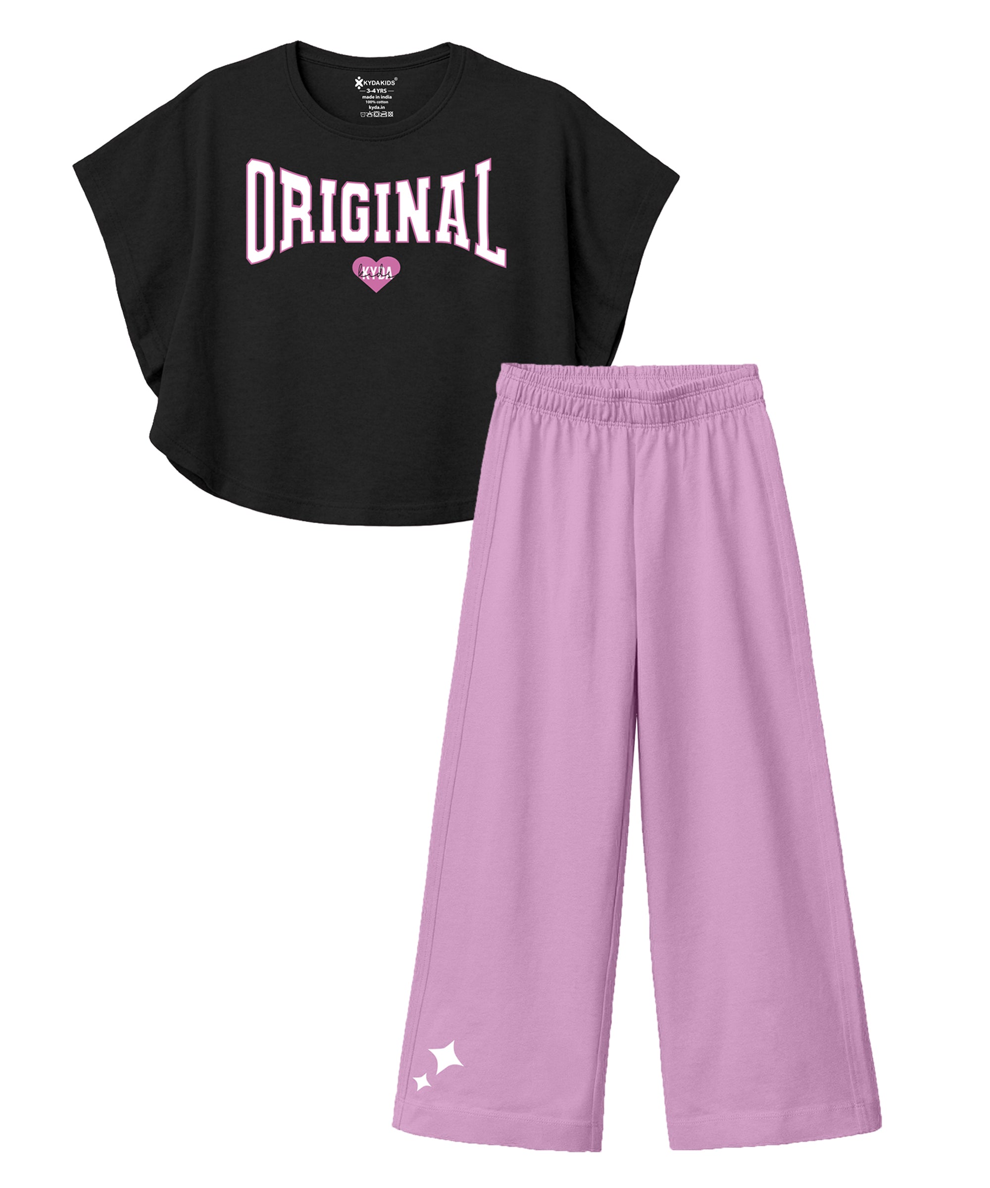 Girls Premium Cotton Butterfly Print Top & Palazzo Co-Ord Set